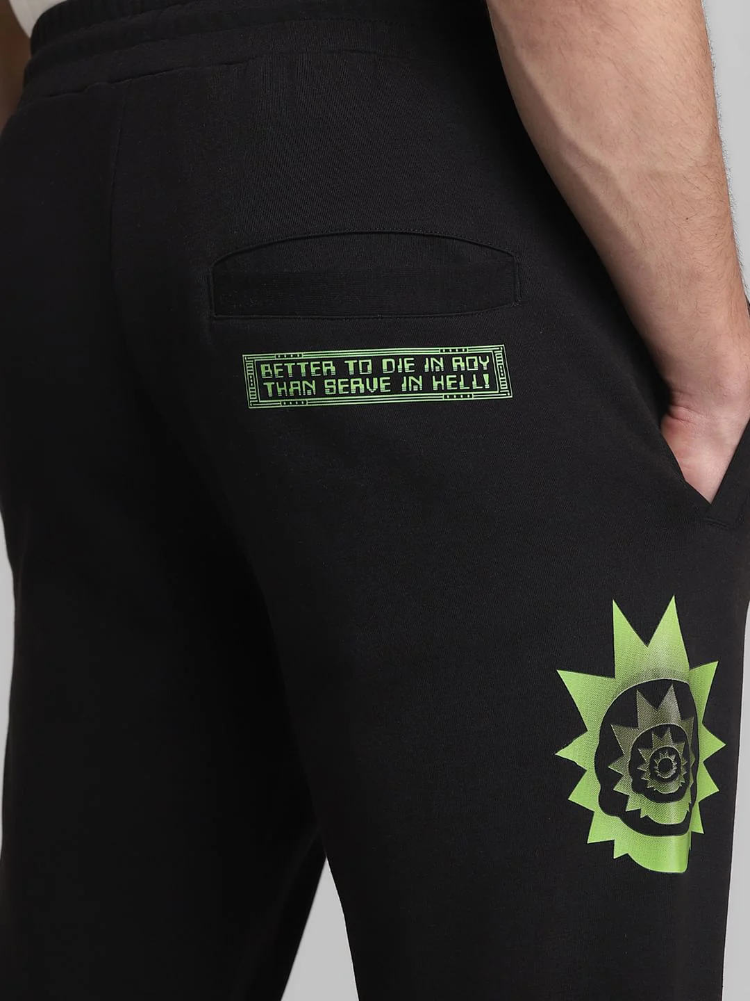 RICK & MORTY Black Mid Rise Printed Sweatpants - Image 4