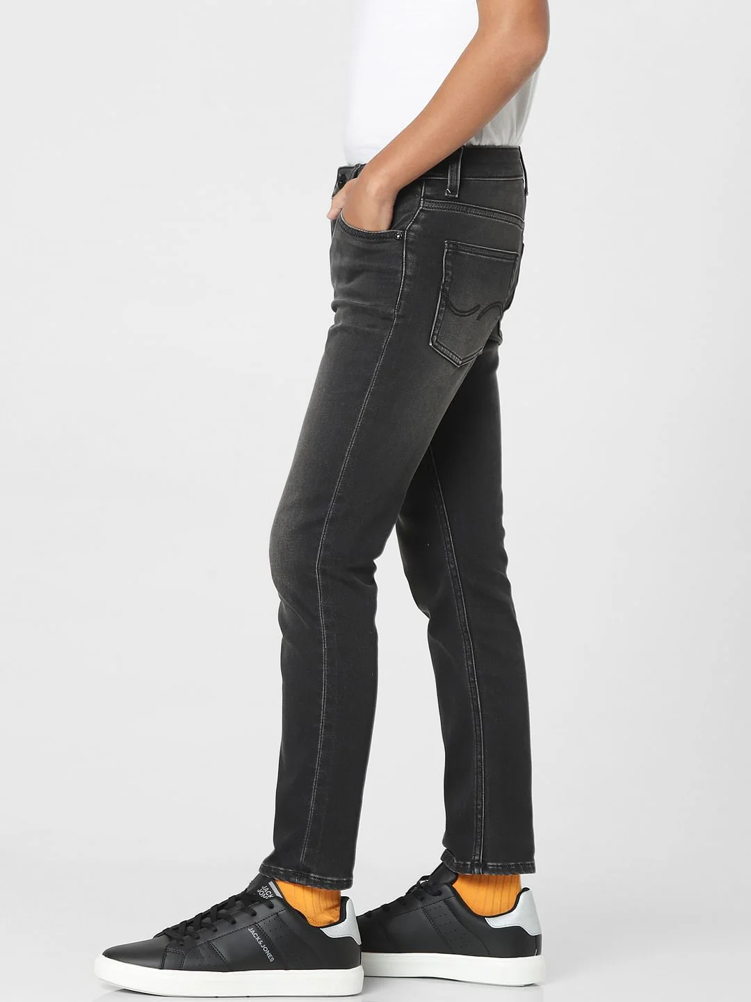 Dark Grey Mid Rise Distressed Regular Jeans - Image 3