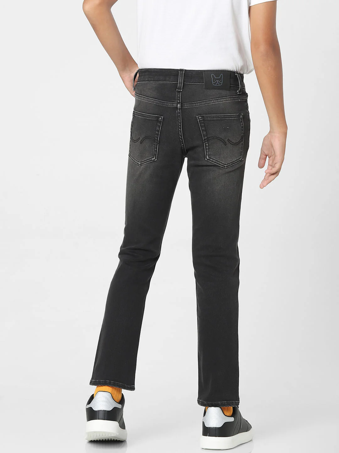 Dark Grey Mid Rise Distressed Regular Jeans - Image 4