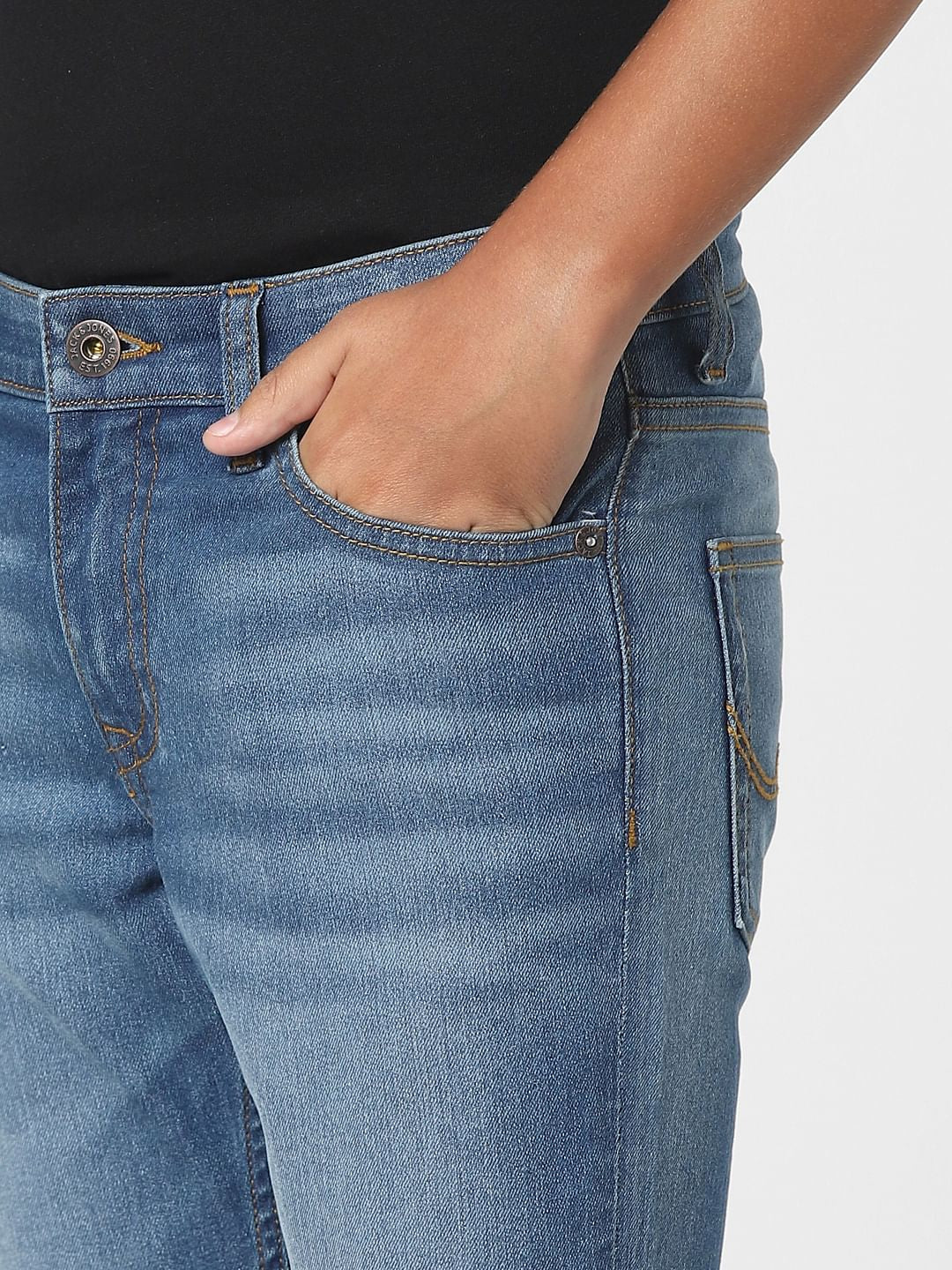 Blue Mid Rise Distressed Regular Jeans - Image 5