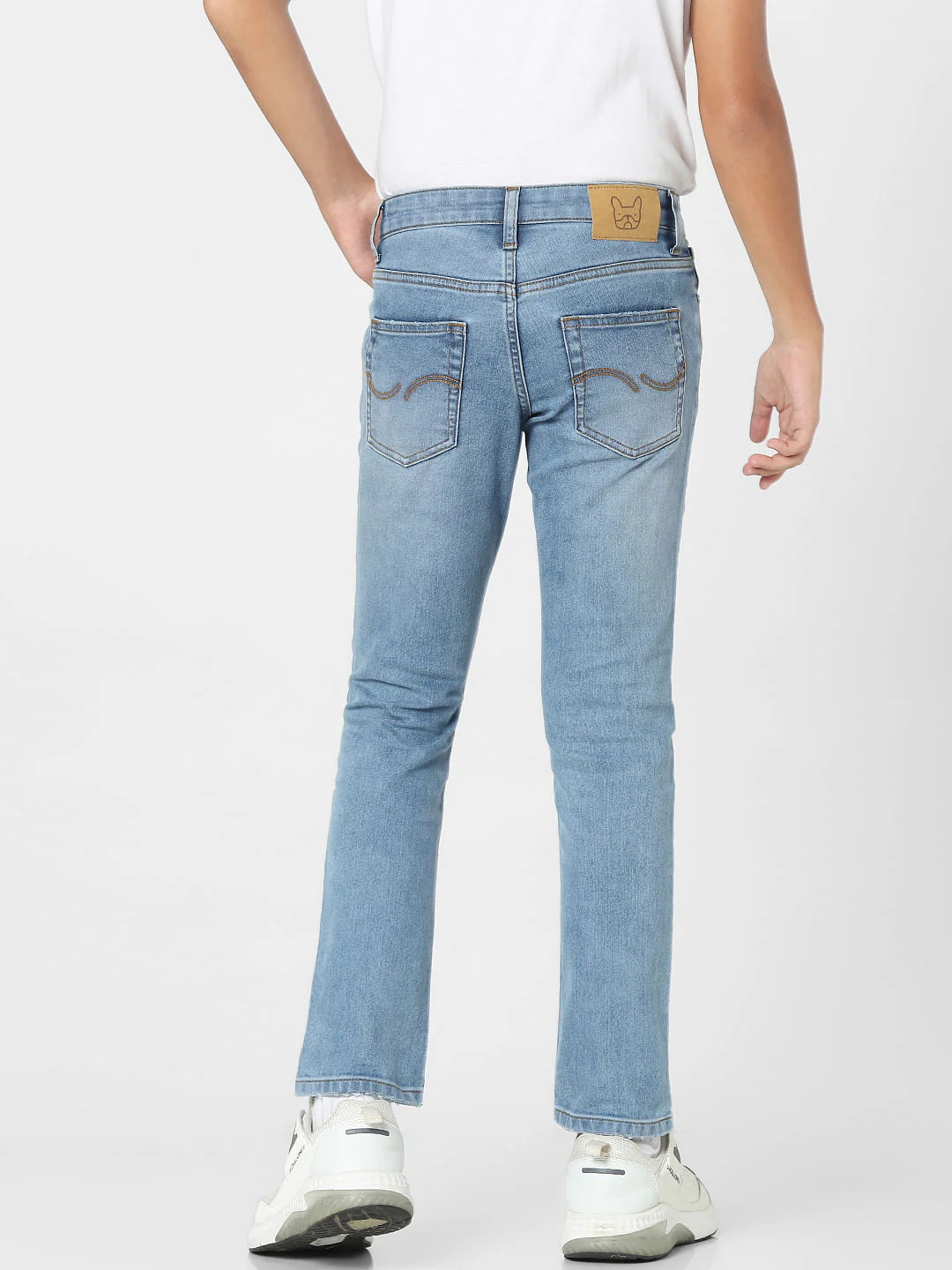 Light Blue Mid Rise Distressed Regular Jeans - Image 4