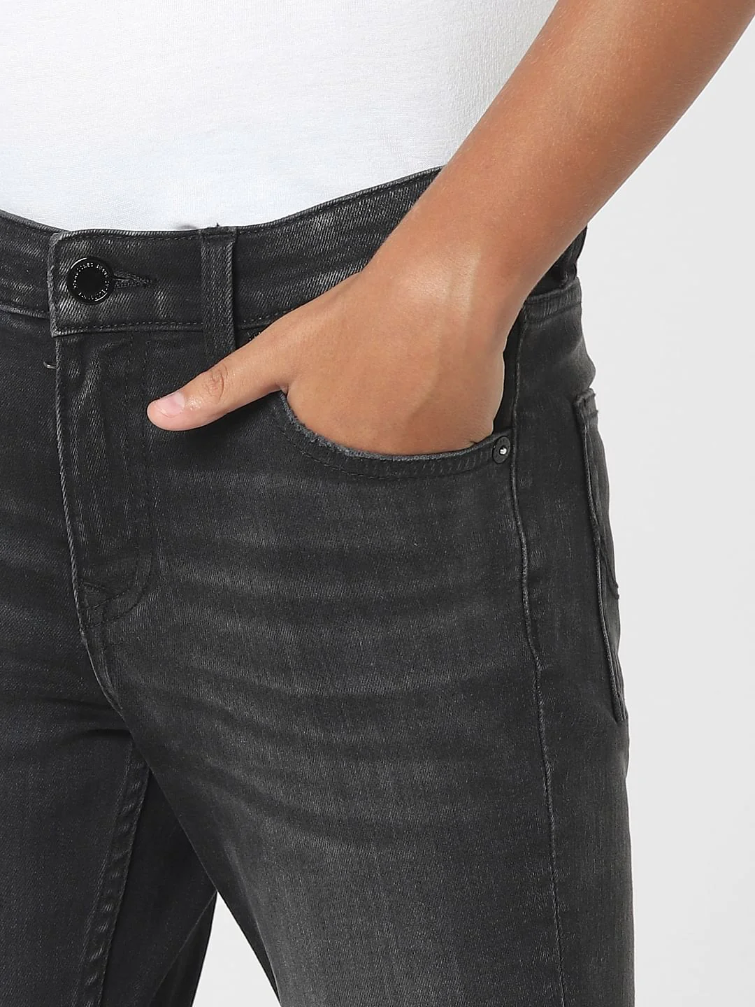 Dark Grey Mid Rise Slim Jeans - Image 5