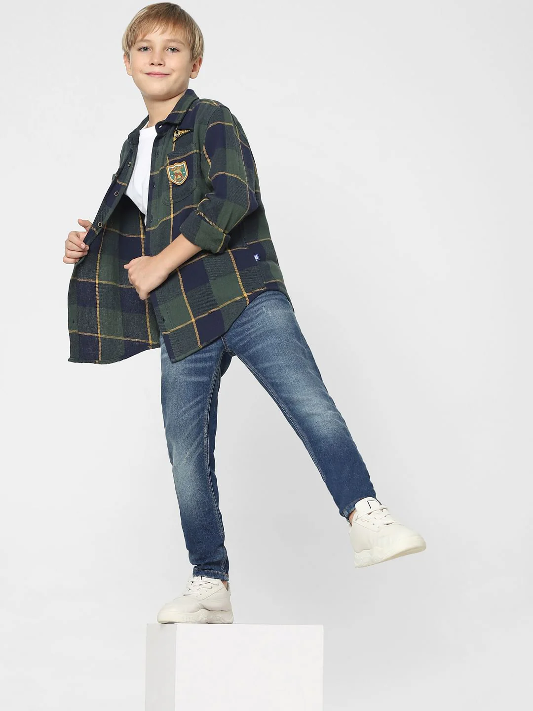 Boys Dark Blue Mid Rise Glenn Slim Fit Jeans