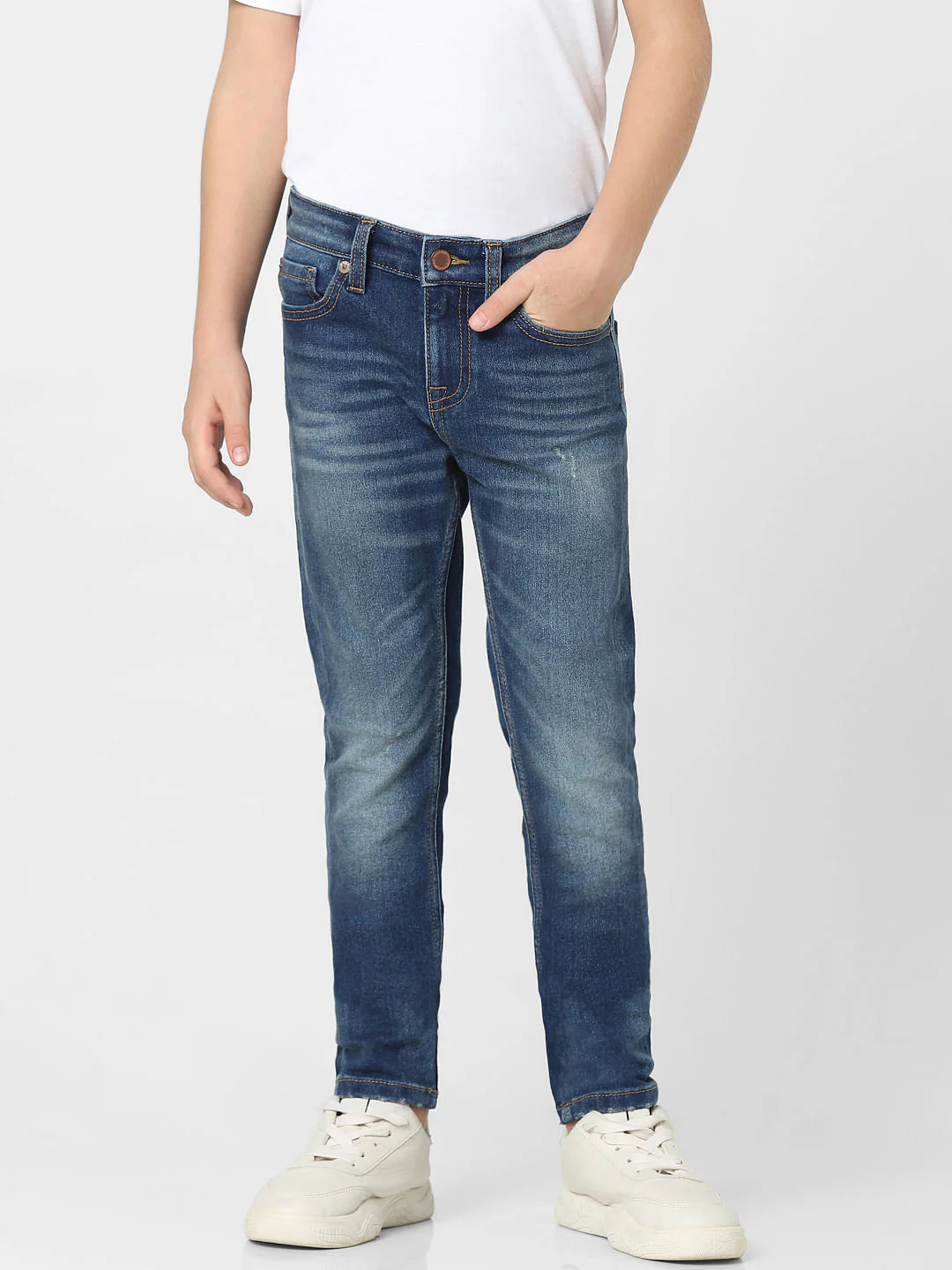 Boys Dark Blue Mid Rise Glenn Slim Fit Jeans - Image 2