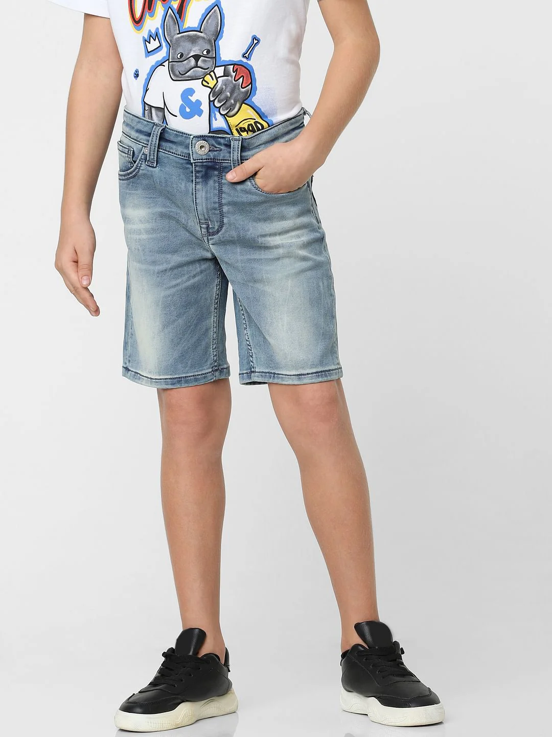 Boys Blue Mid Rise Denim Shorts - Image 2