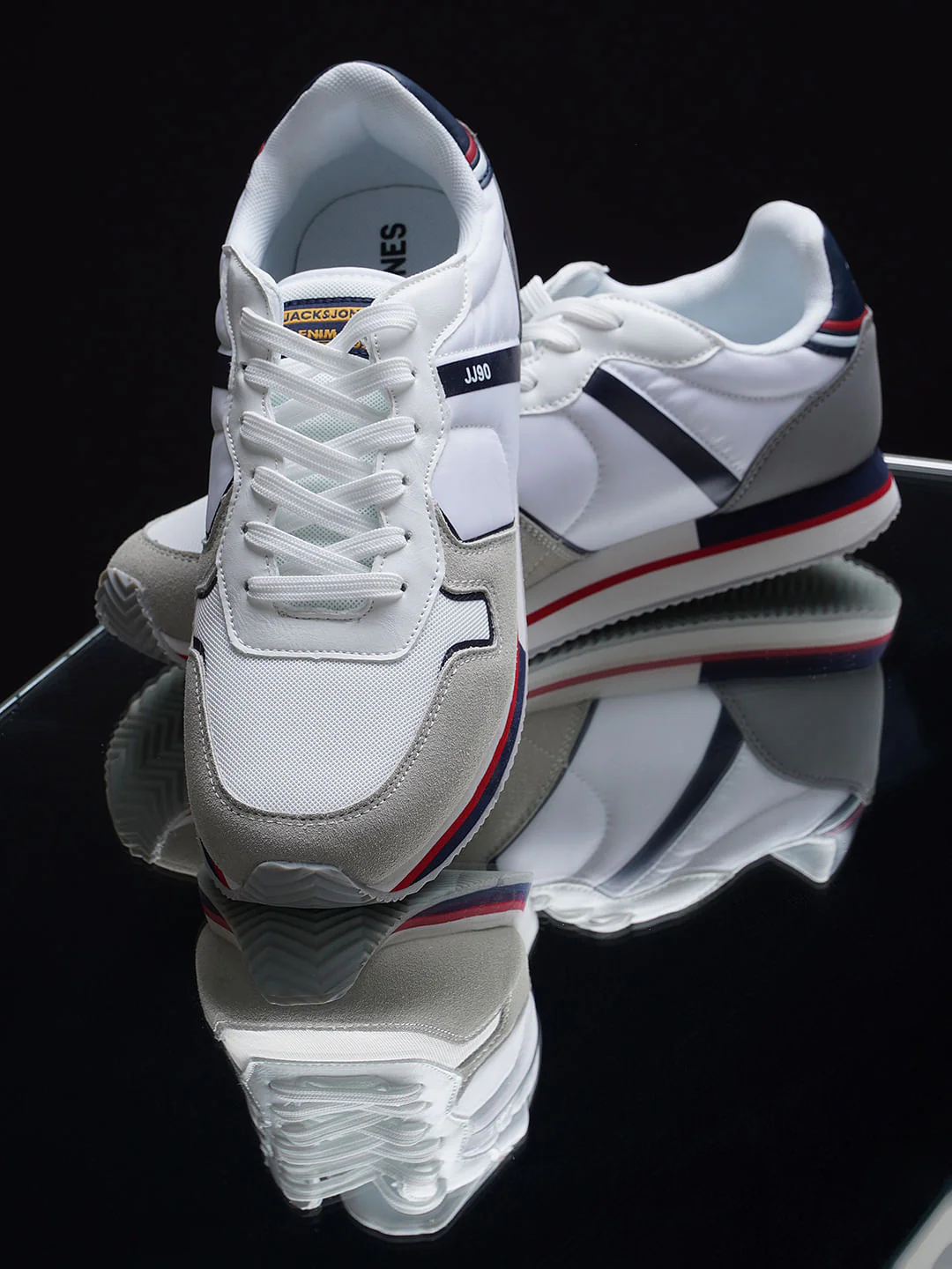 White Colourblocked Sneakers