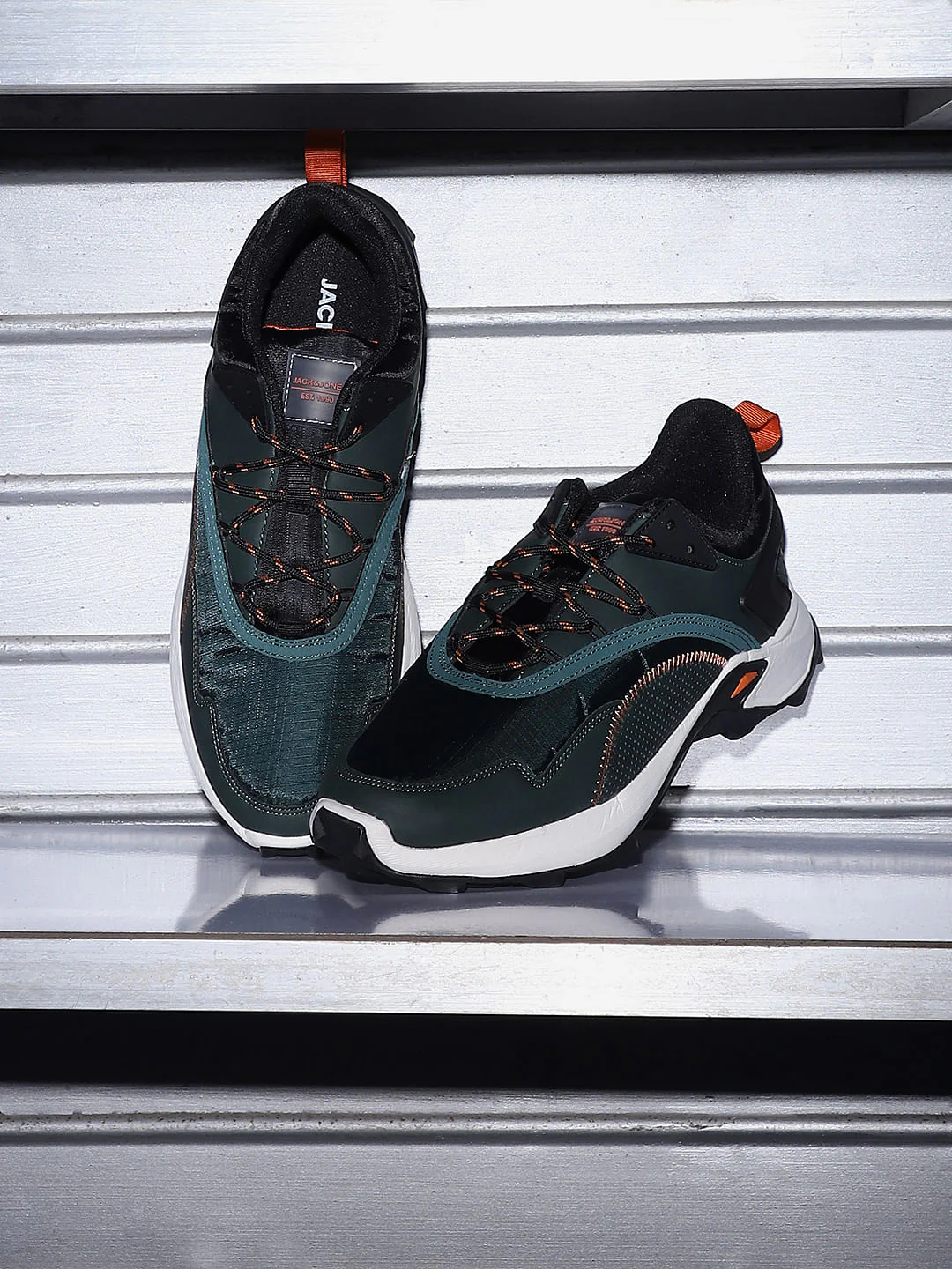 Dark Green Colourblocked Sneakers