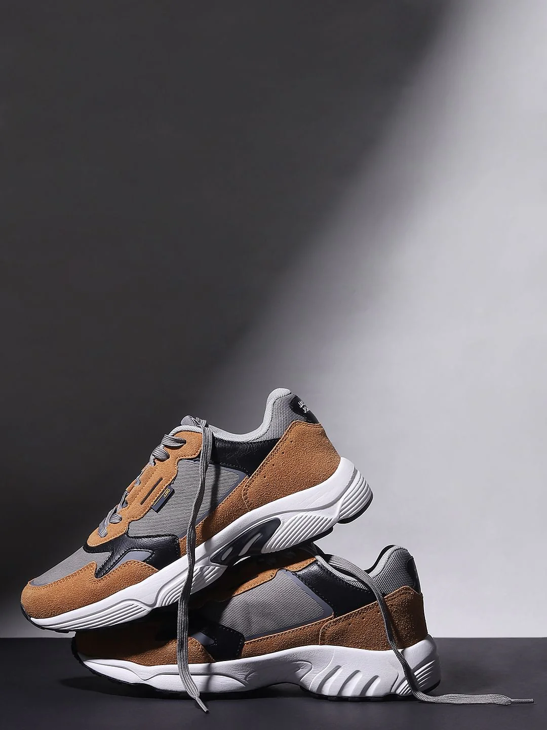 Brown Colourblocked Sneakers