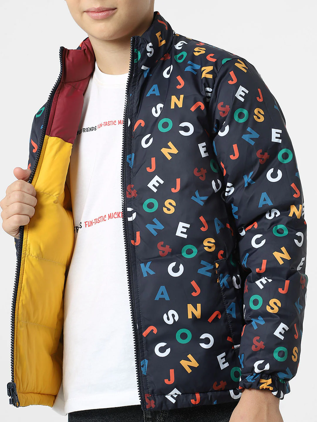 Boys Black Reversible Puffer Jacket - Image 7