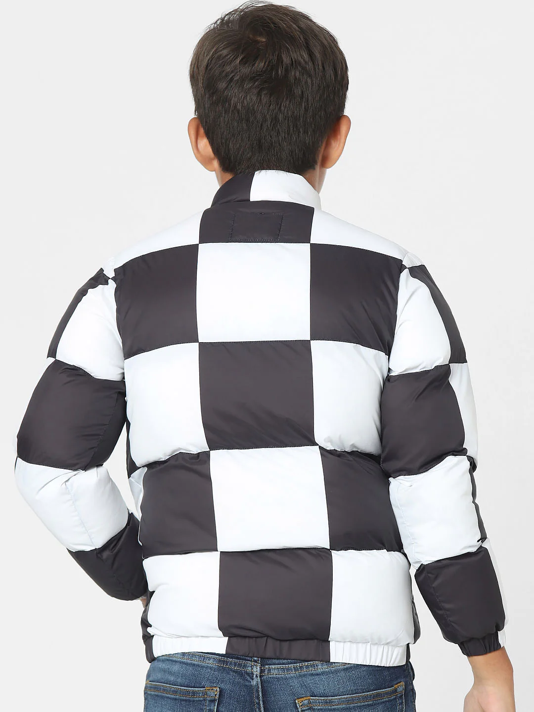 White Check Puffer Jacket - Image 4
