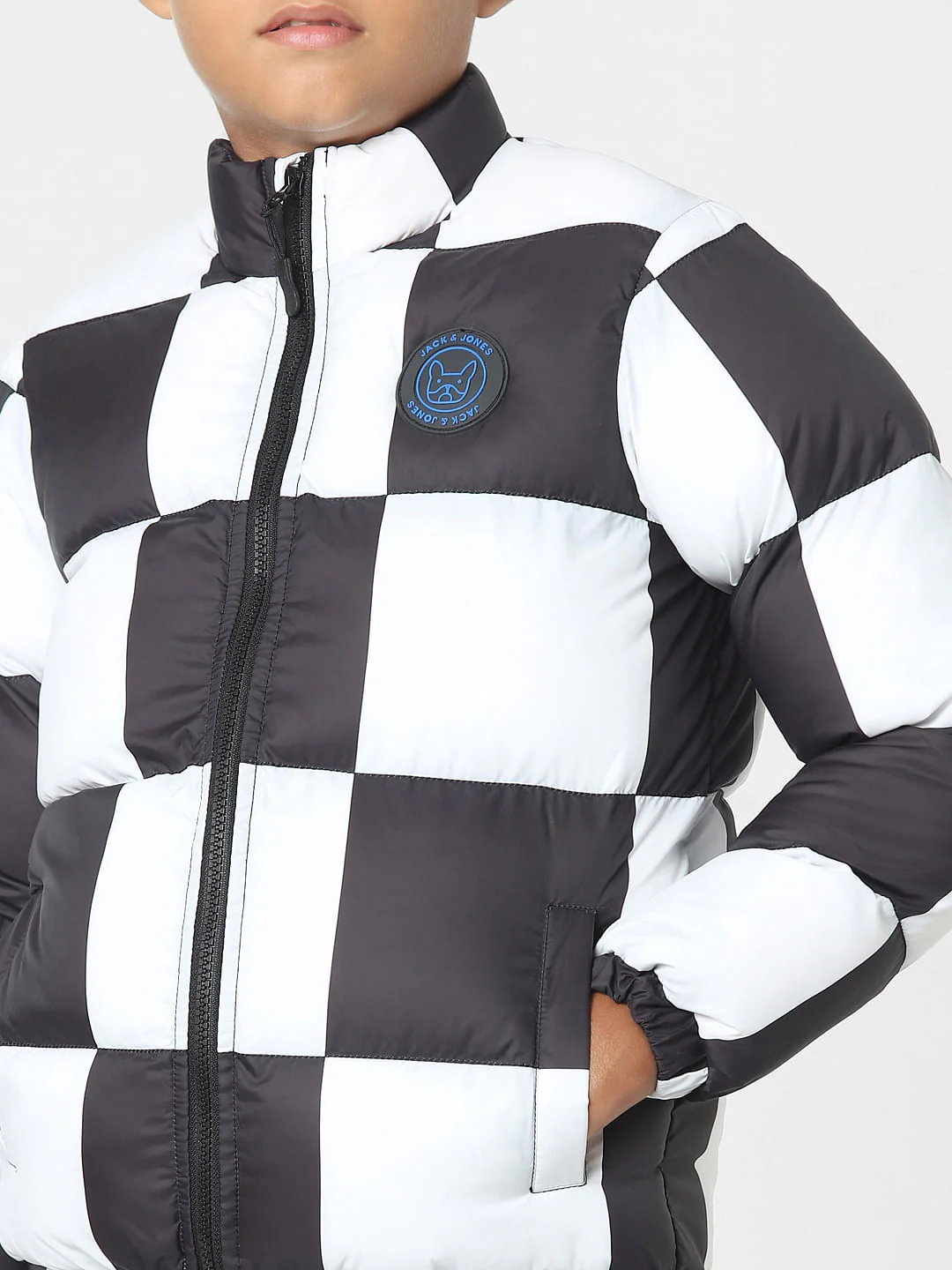 White Check Puffer Jacket - Image 5