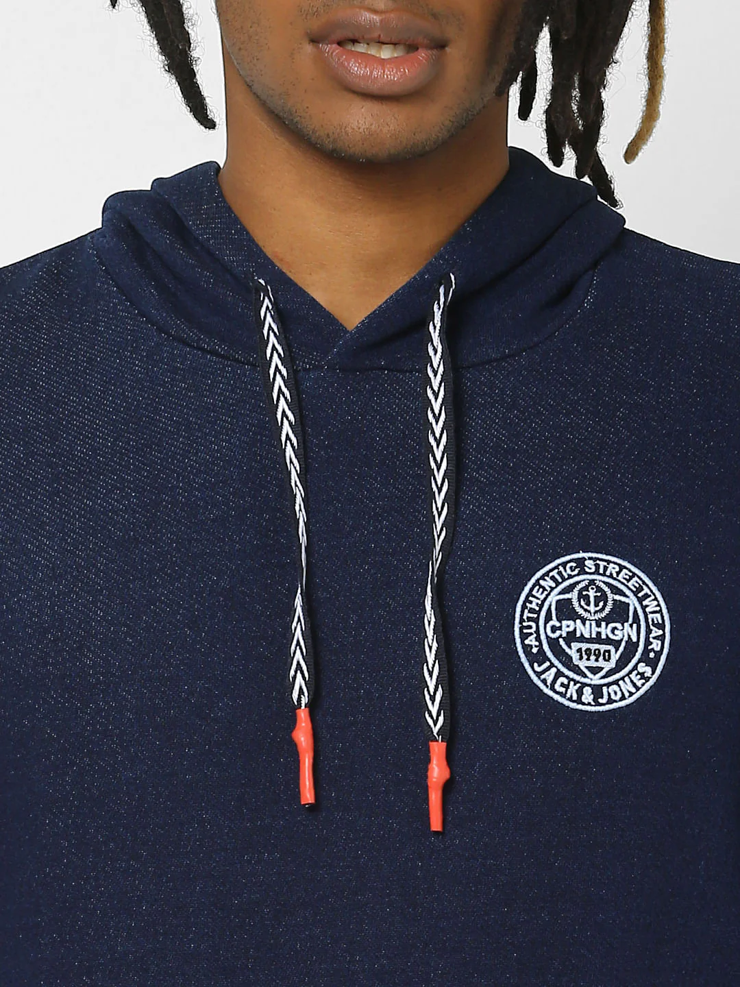 Navy Logo Print Hooded Sweatshirt - Image 5