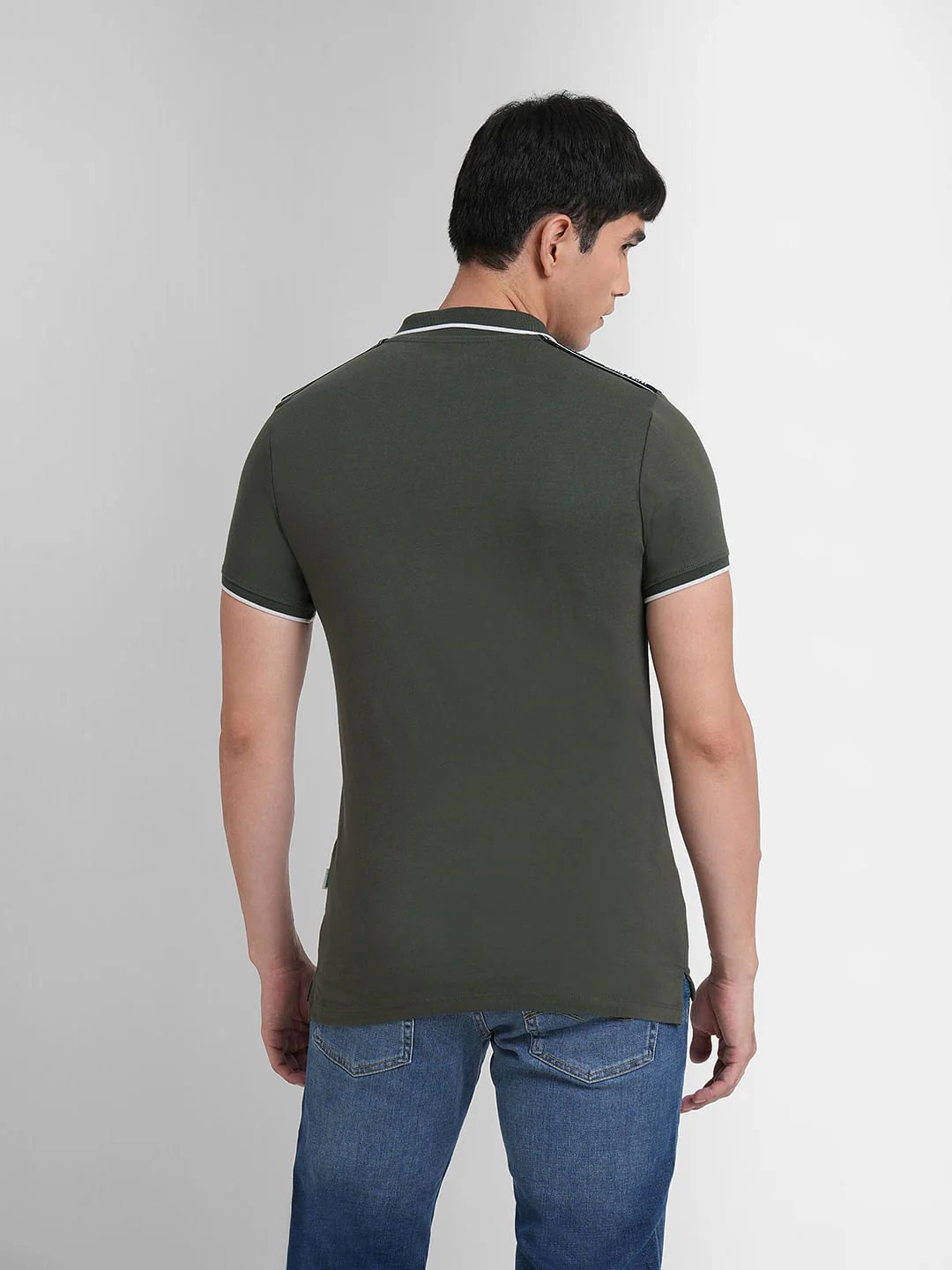 Olive Cotton Polo T-shirt - Image 4