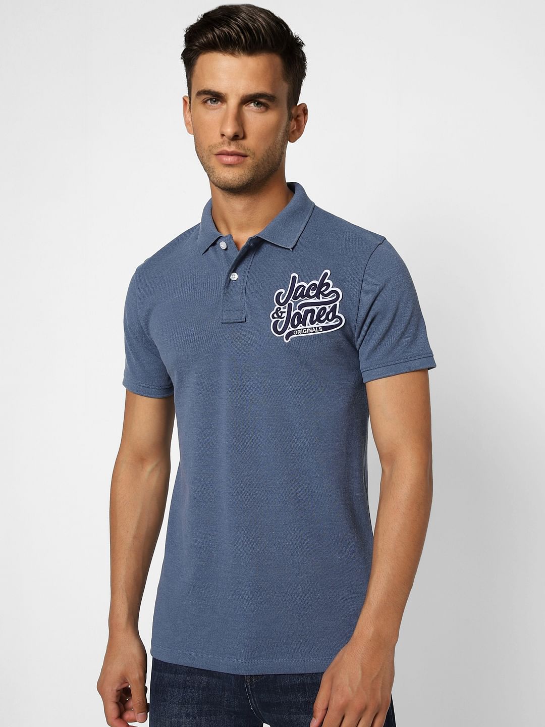 Blue Logo Print Polo T-shirt - Image 2