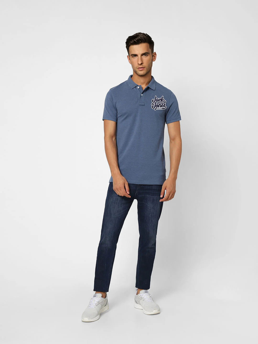Blue Logo Print Polo T-shirt - Image 6