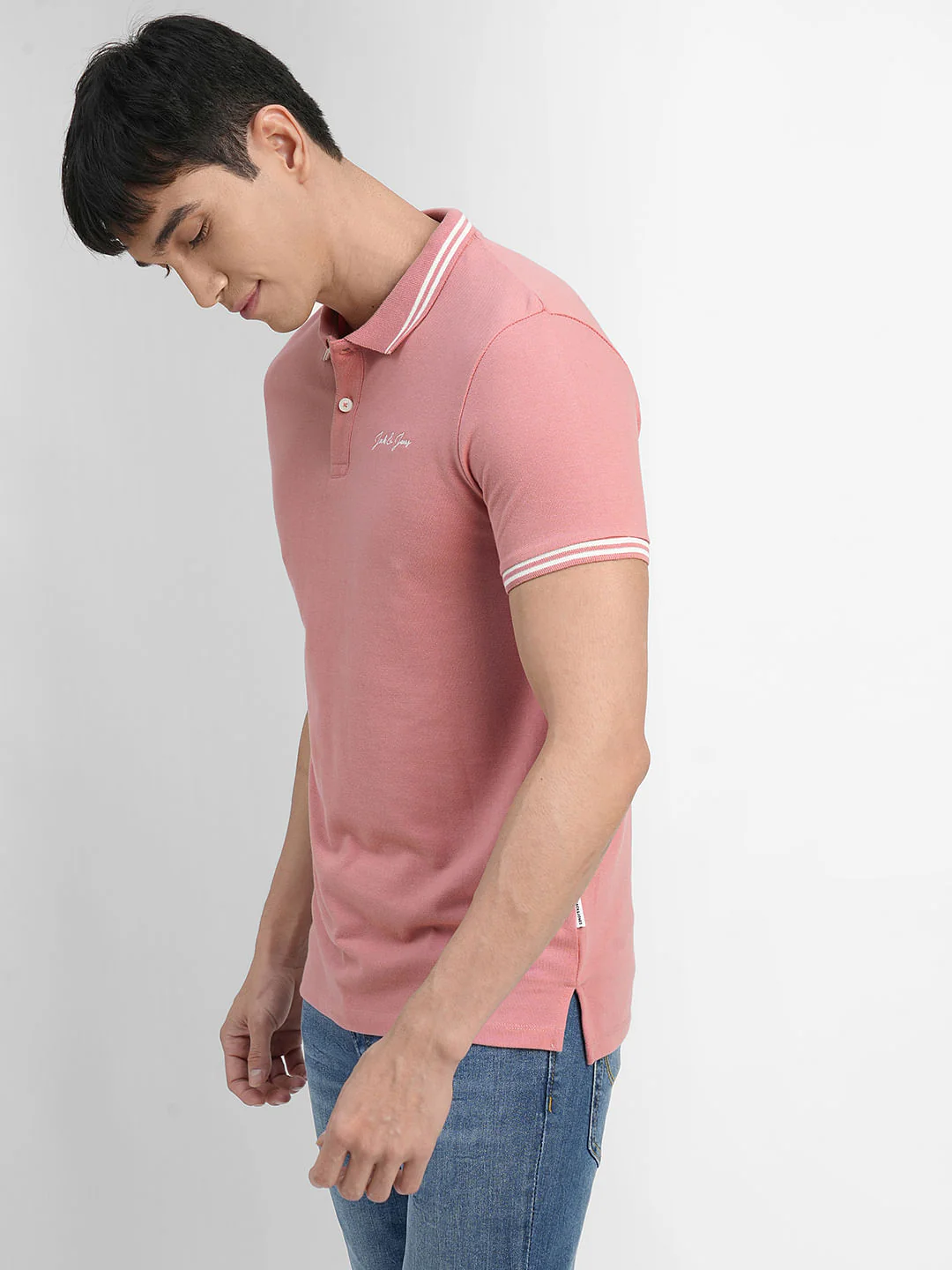 Pink Logo Print Polo T-shirt - Image 3