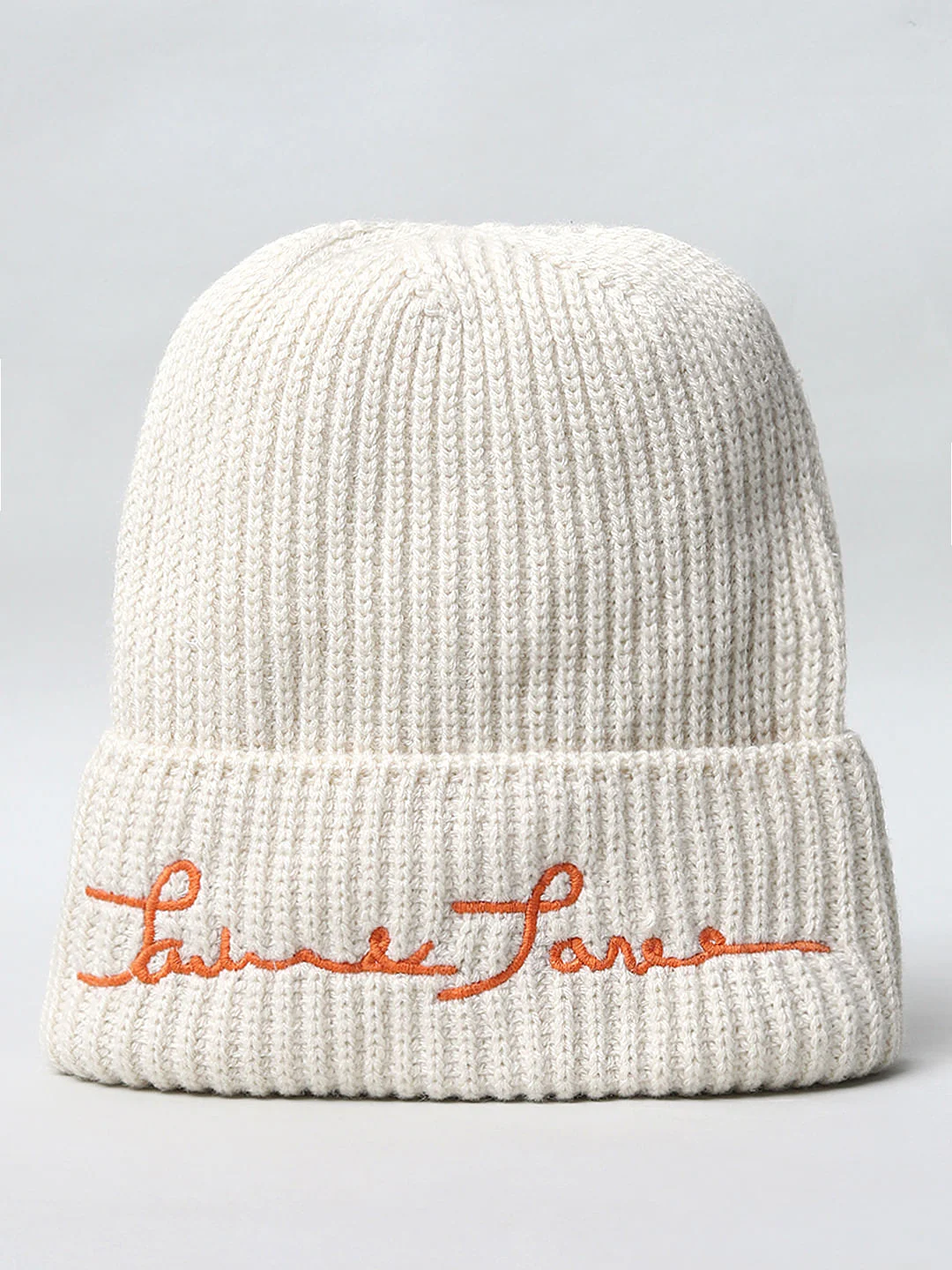 Cream Logo Print Beanie - Image 2