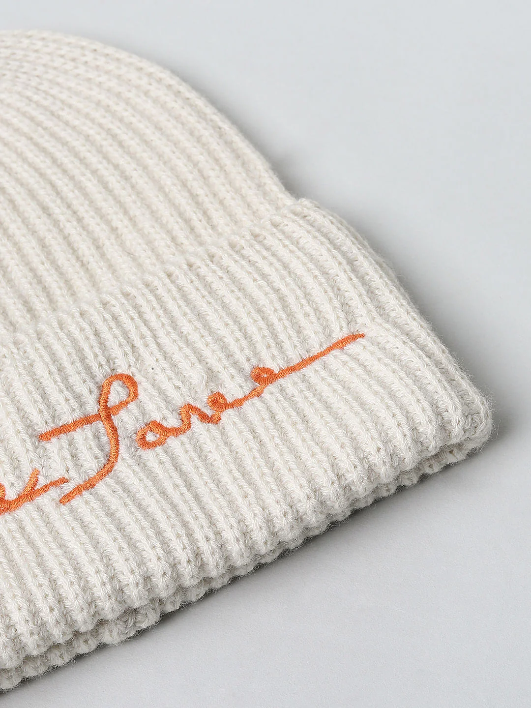 Cream Logo Print Beanie - Image 5