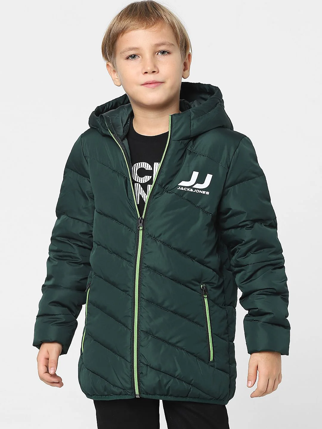 Boys Green Puffer Jacket - Image 2