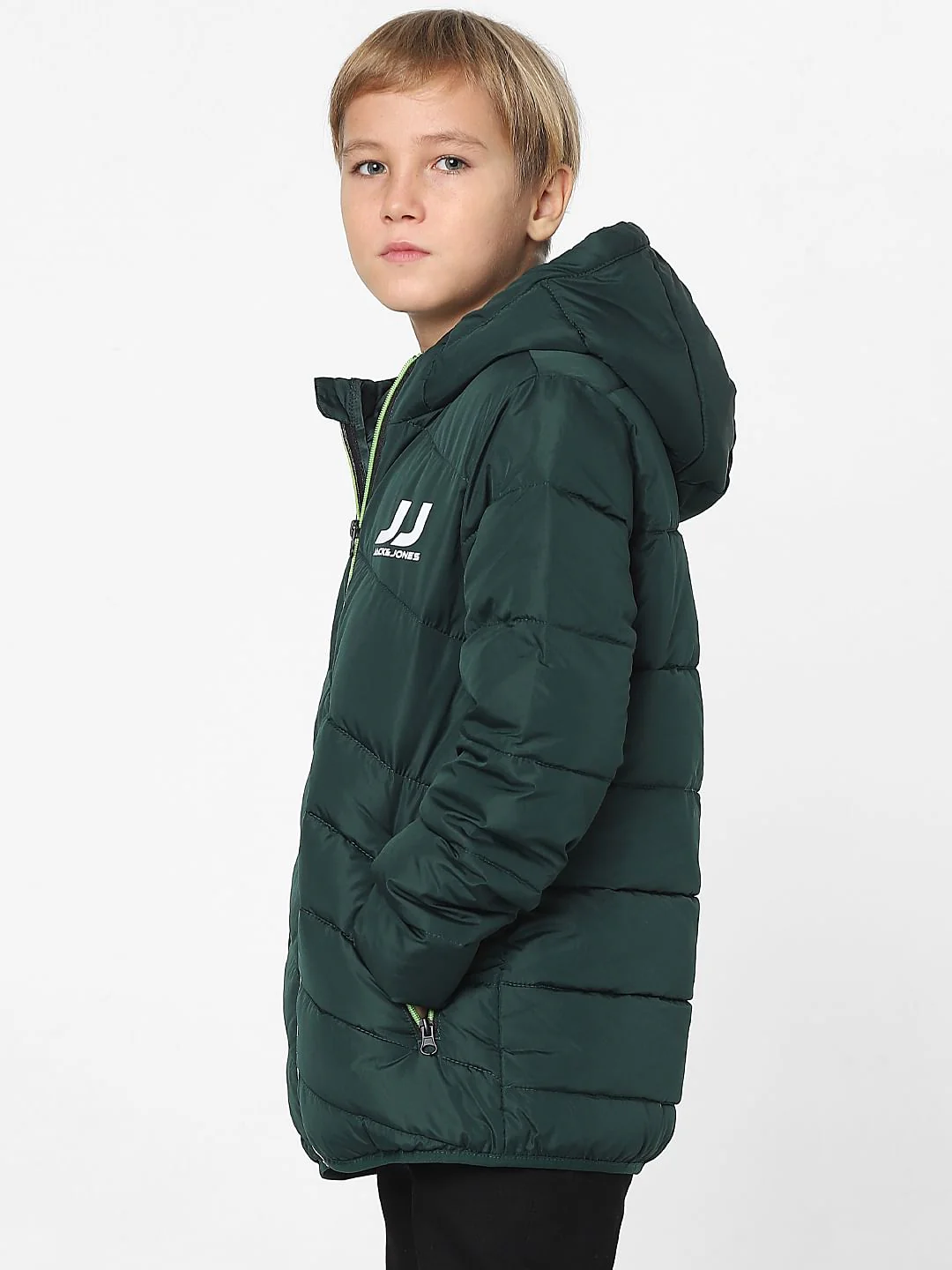 Boys Green Puffer Jacket - Image 3