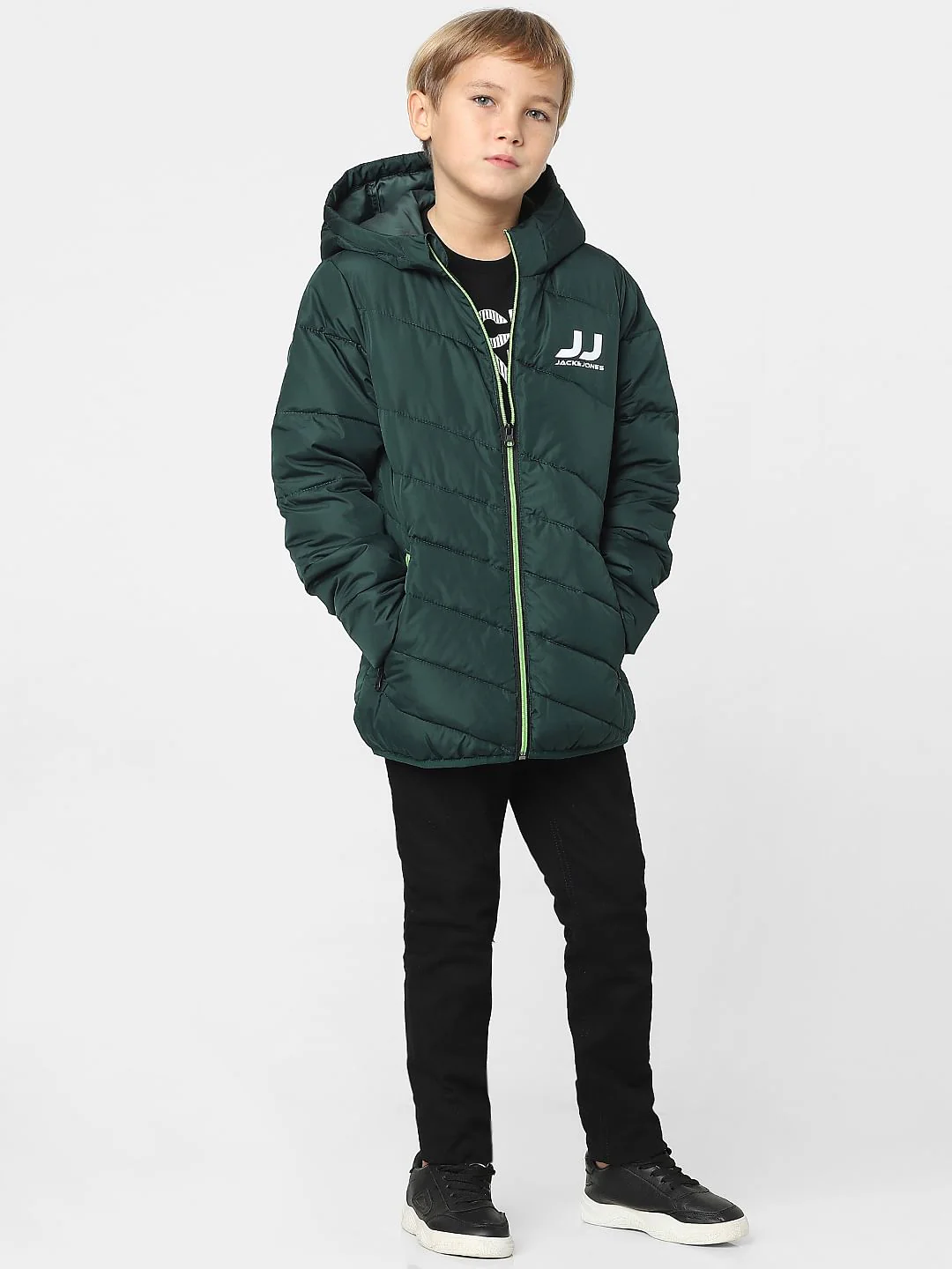 Boys Green Puffer Jacket - Image 7