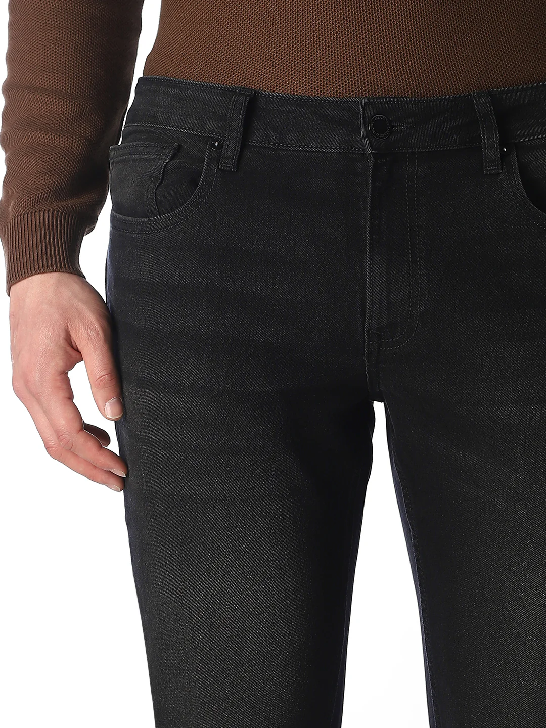 Black Mid Rise Clark Regular Fit Jeans - Image 4
