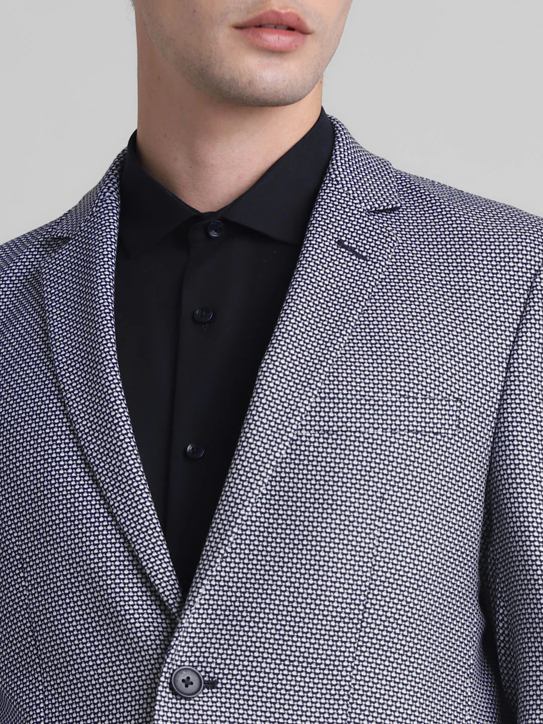 Blue Printed Dobby Blazer - Image 5