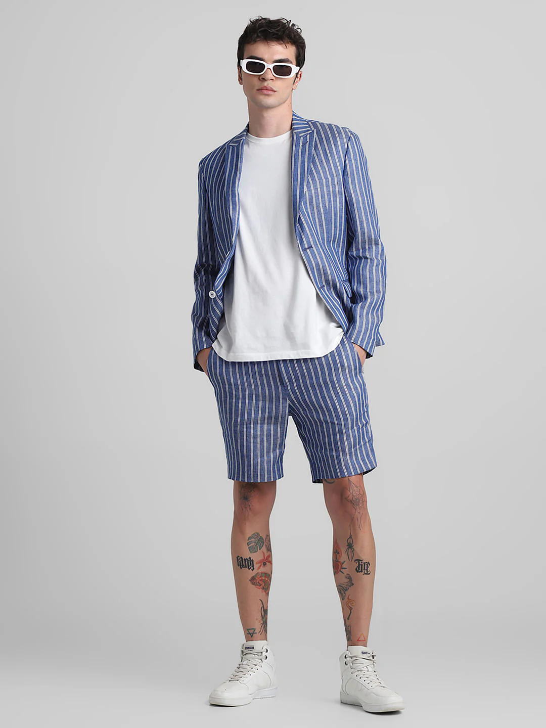 Blue Striped Co-ord Set Shorts - Image 6