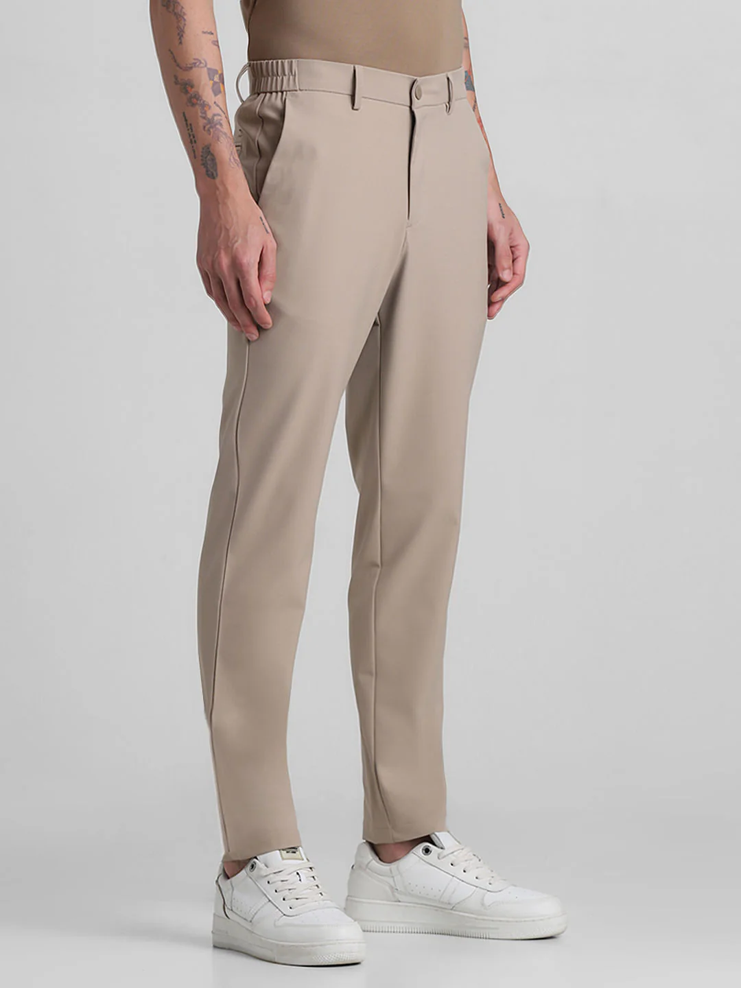 Khaki Mid Rise Slim Fit Trousers - Image 2