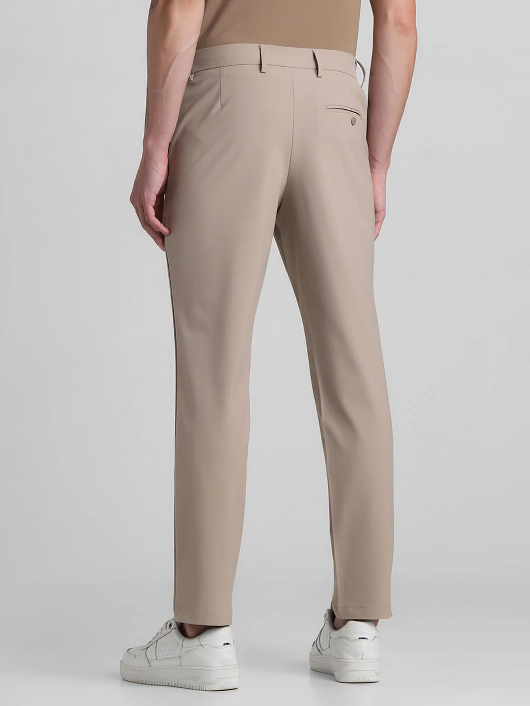 Khaki Mid Rise Slim Fit Trousers - Image 3
