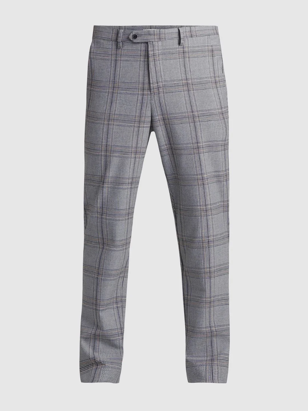 Grey Mid Rise Check Print Trousers - Image 7