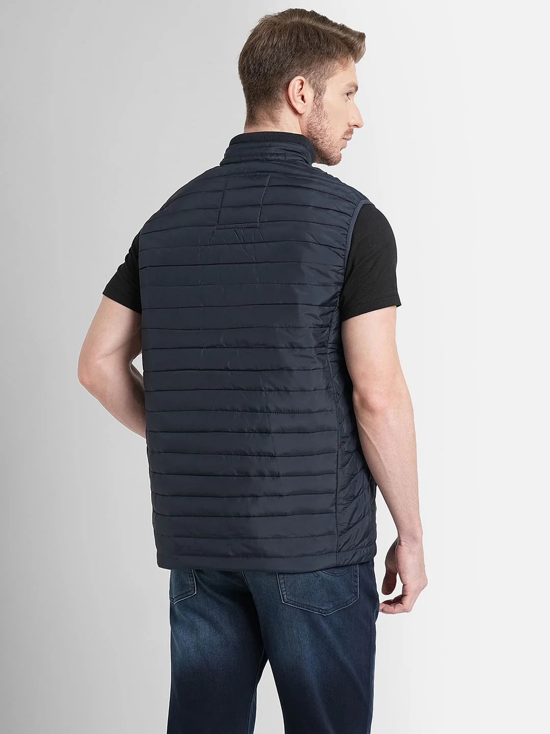 Navy Blue Zip-Up Body Warmer Vest - Image 4