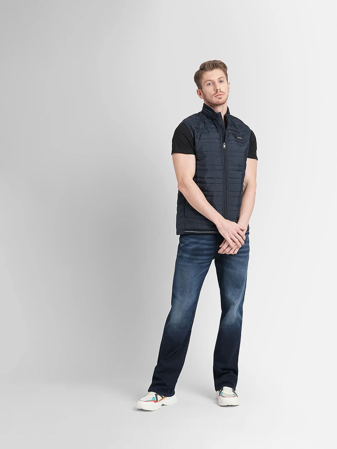 Navy Blue Zip-Up Body Warmer Vest - Image 6