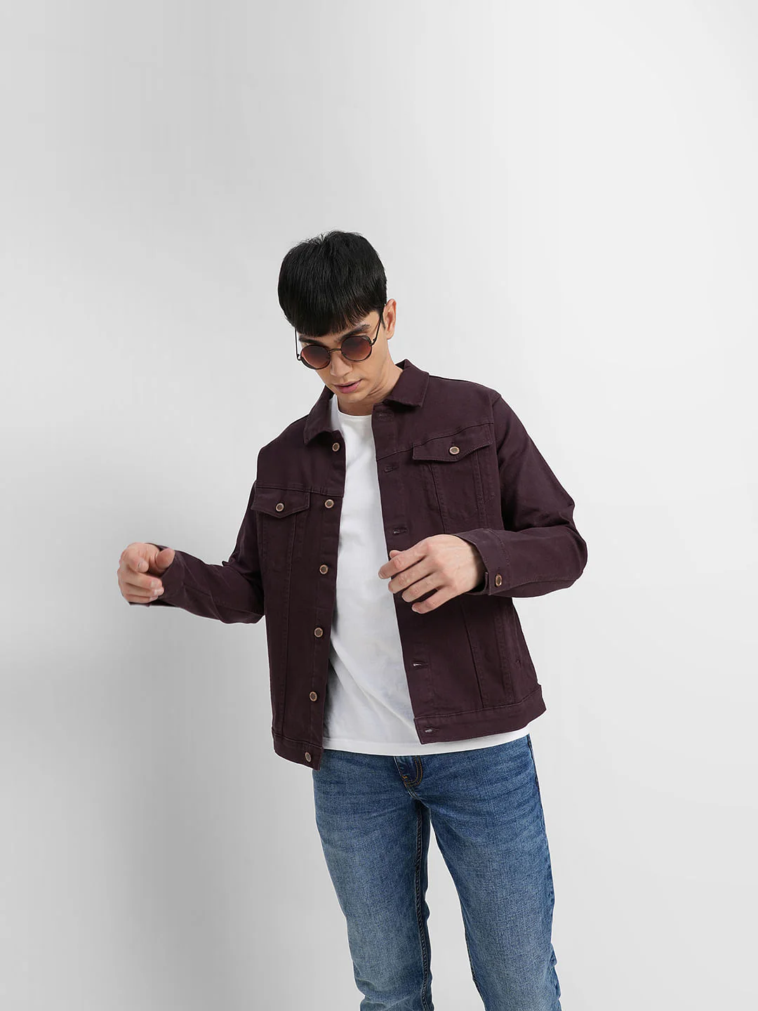 Wine Trucker Denim Jacket