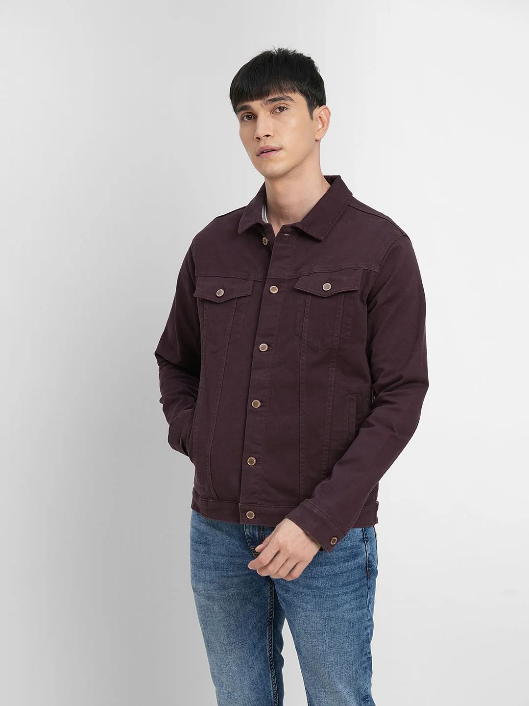 Wine Trucker Denim Jacket - Image 2