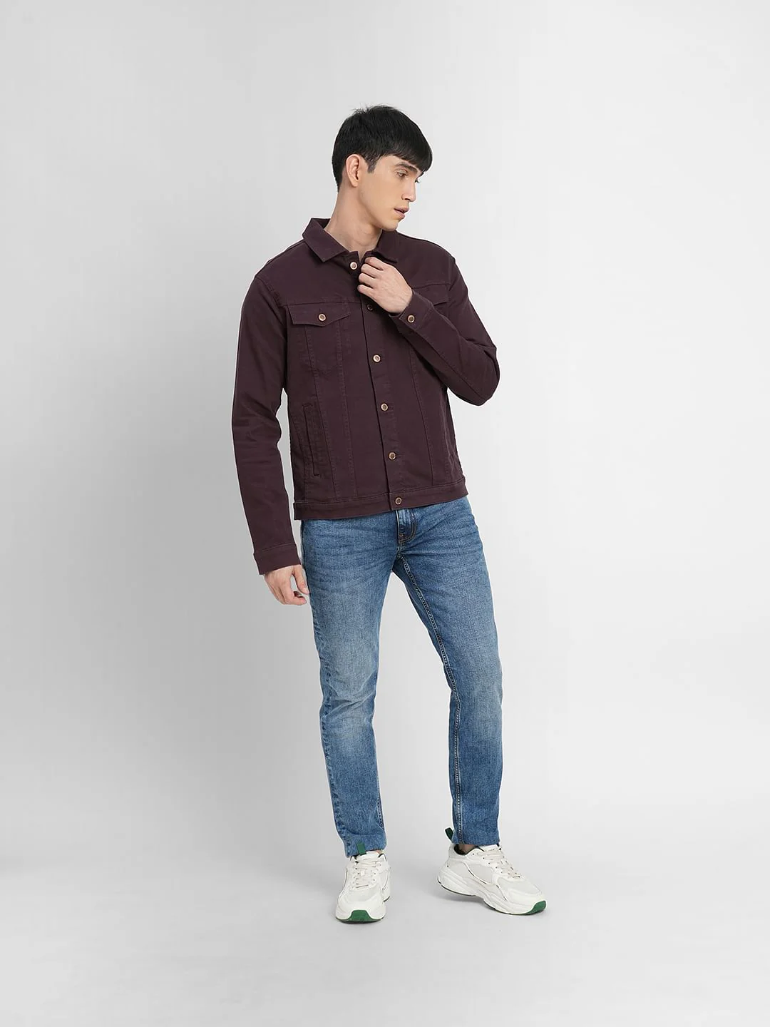 Wine Trucker Denim Jacket - Image 6