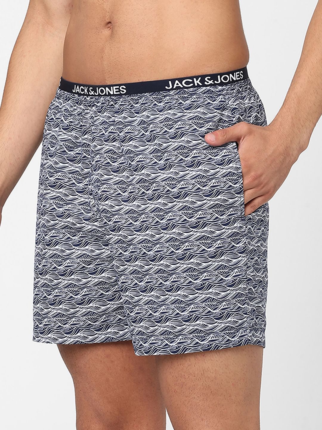 Dark Blue Wave Print Boxers - Image 4