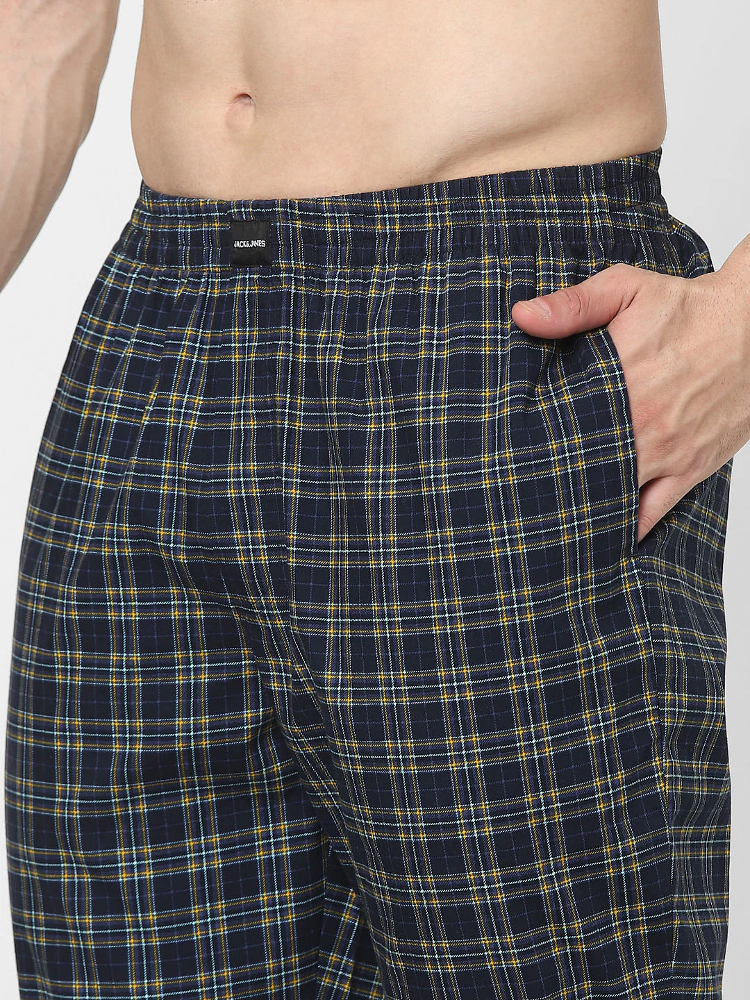 Navy Blue Check Pyjamas - Image 5