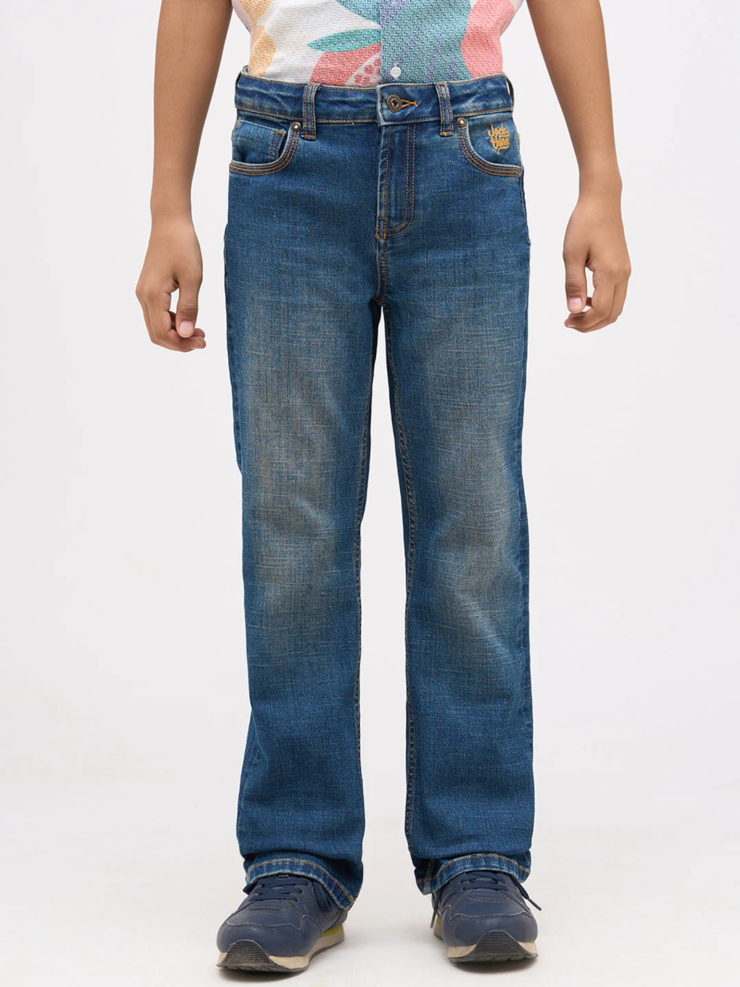 Boys Mid Rise Bootcut Jeans - Blue - Image 8