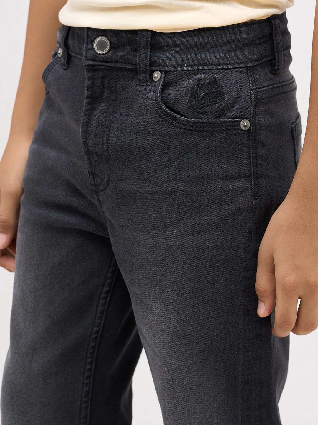 Boys Mid Rise Bootcut Jeans - Black - Image 6