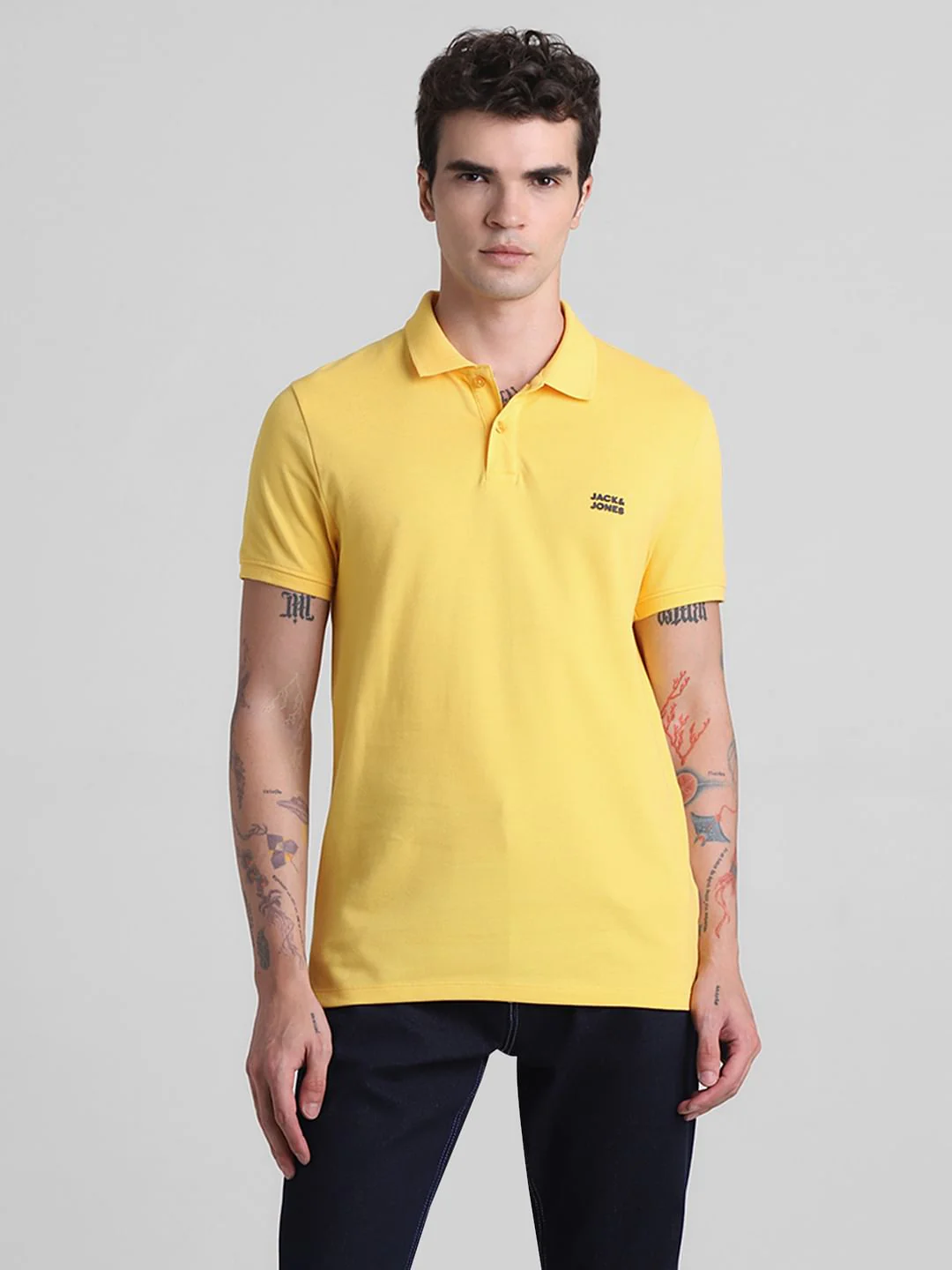 Yellow Cotton Polo T-shirt - Image 2