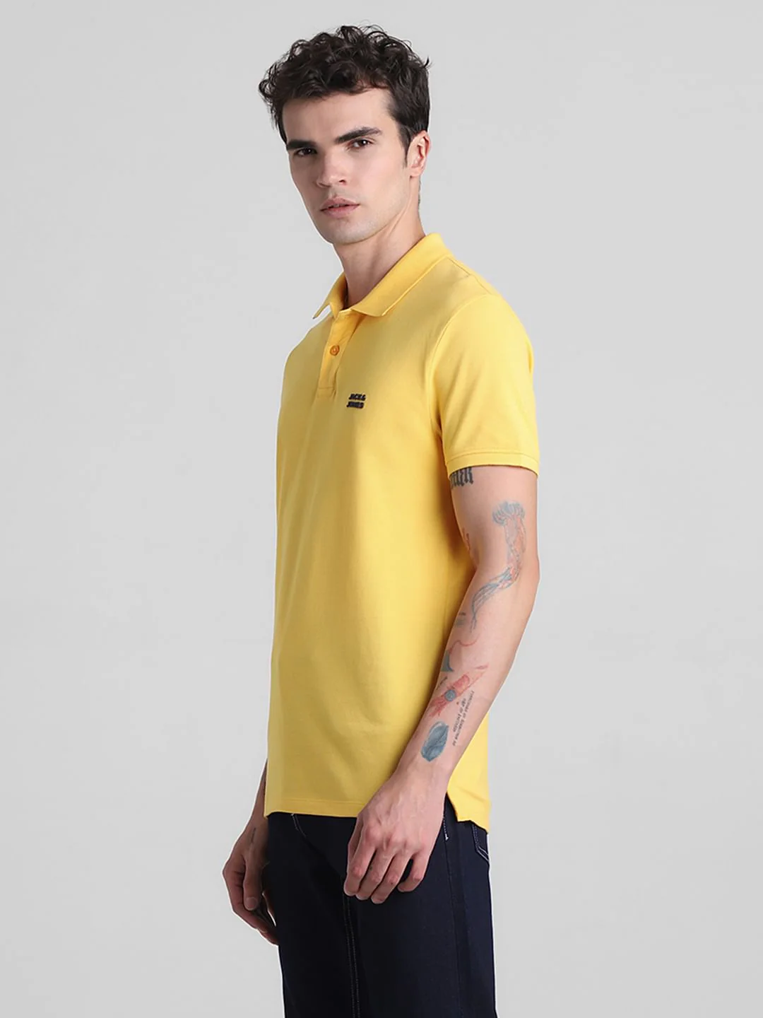 Yellow Cotton Polo T-shirt - Image 3