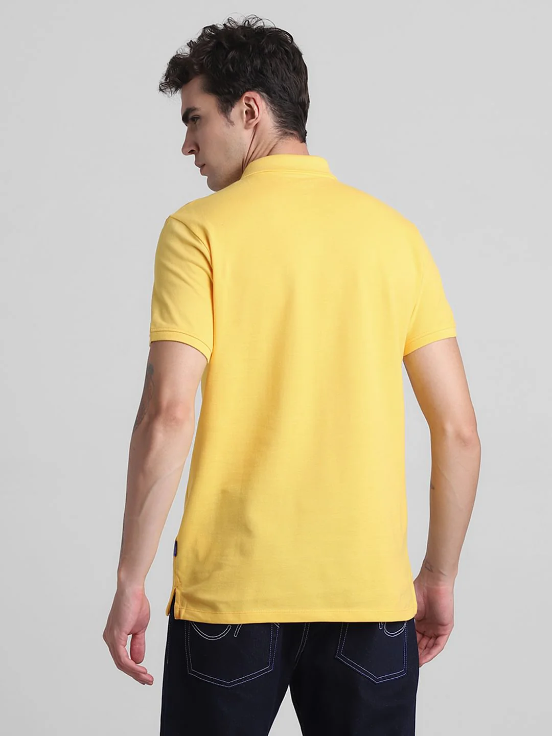 Yellow Cotton Polo T-shirt - Image 4