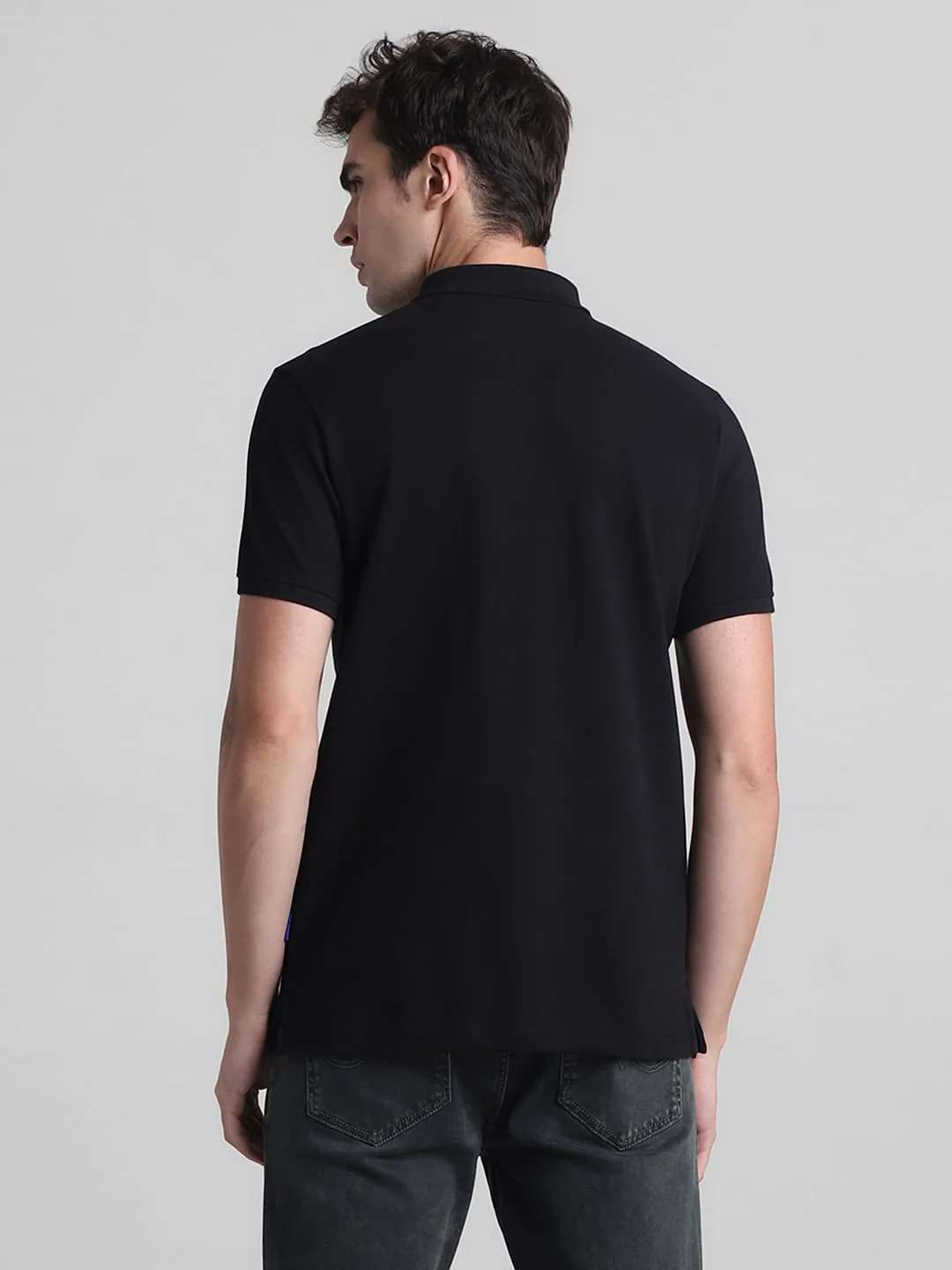 Black Cotton Polo T-shirt - Image 4