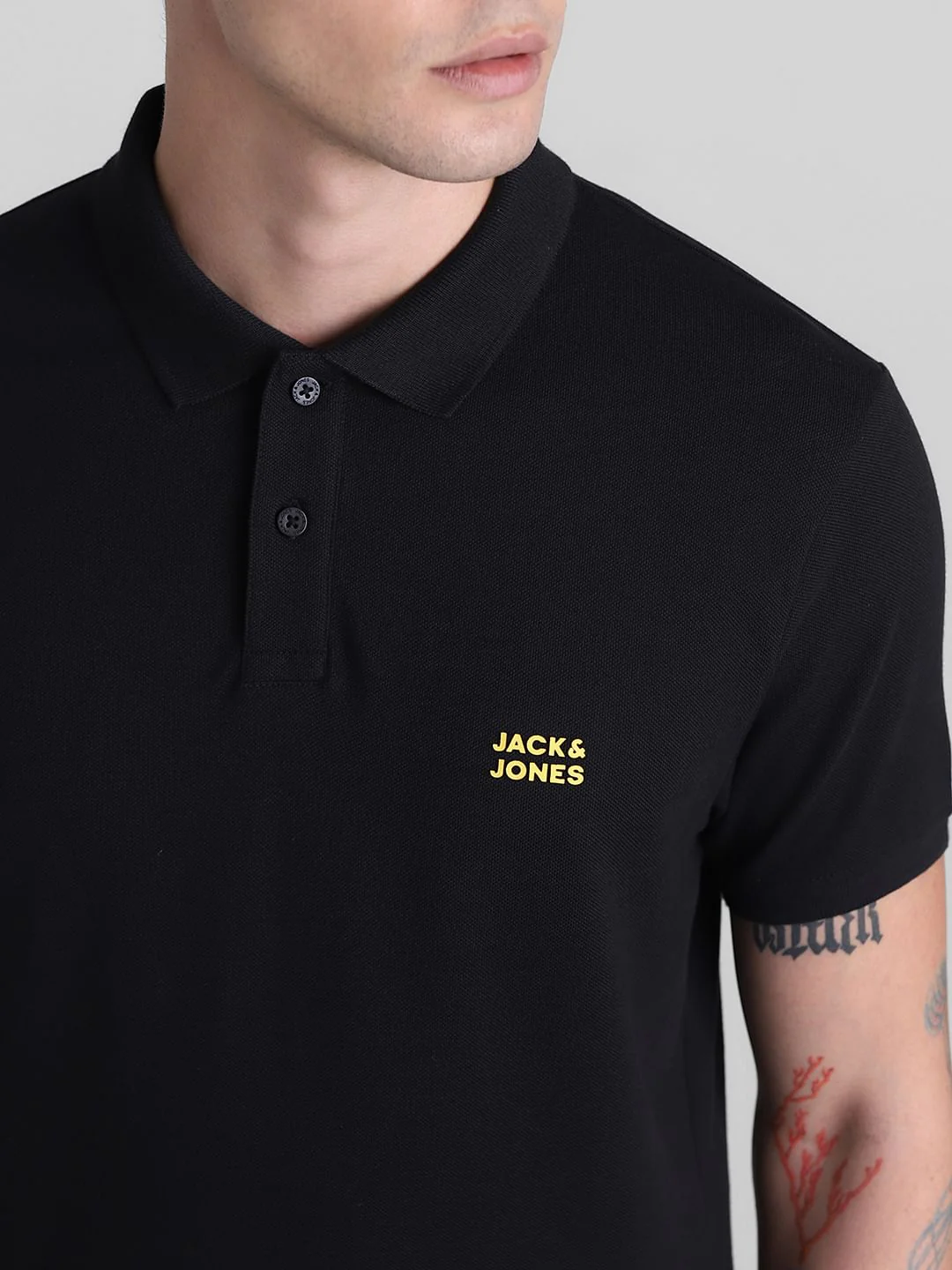 Black Cotton Polo T-shirt - Image 5