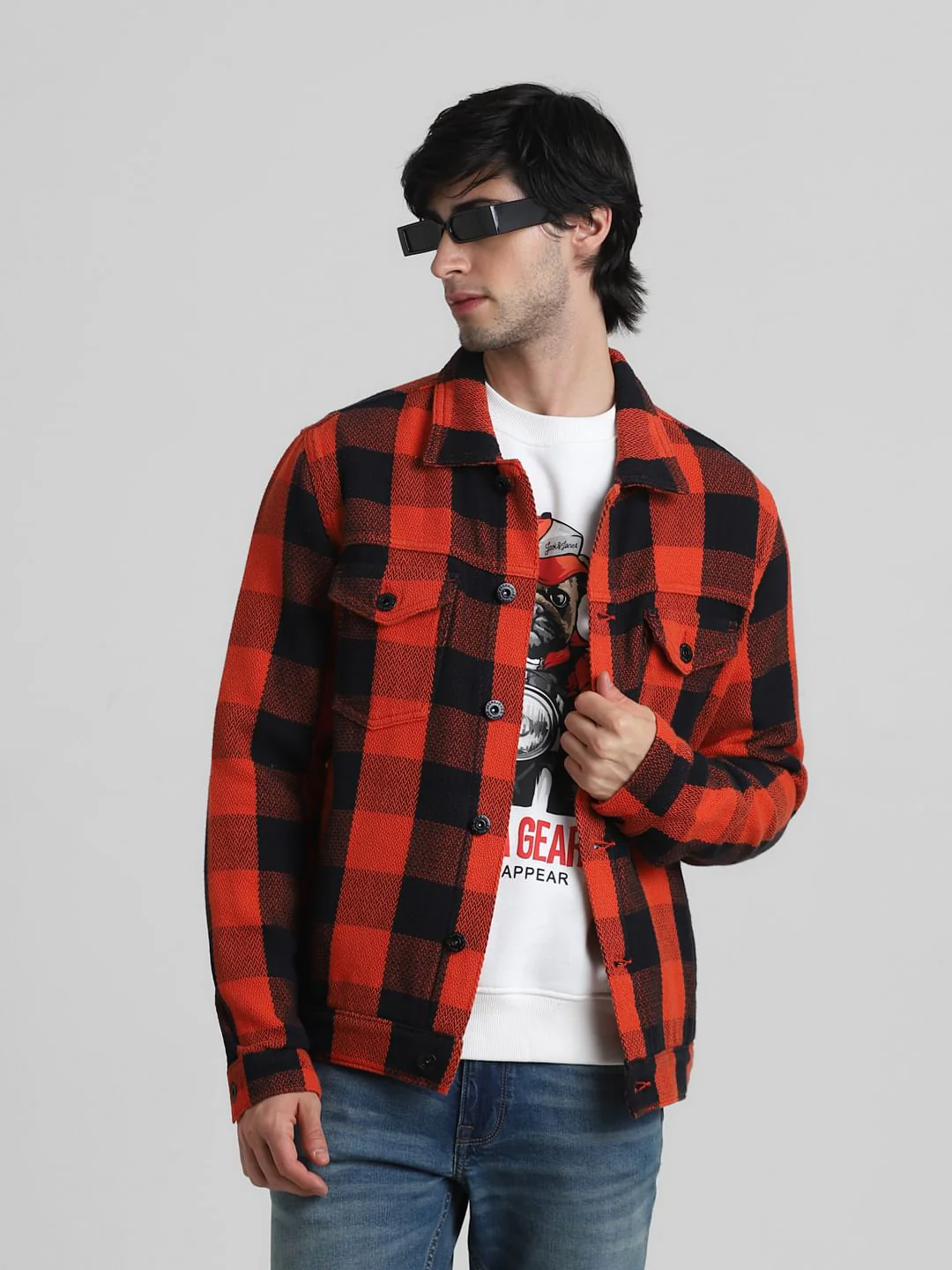 Orange Check Cotton Jacket