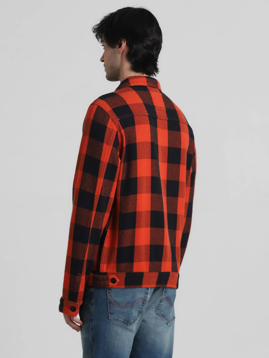 Orange Check Cotton Jacket - Image 4
