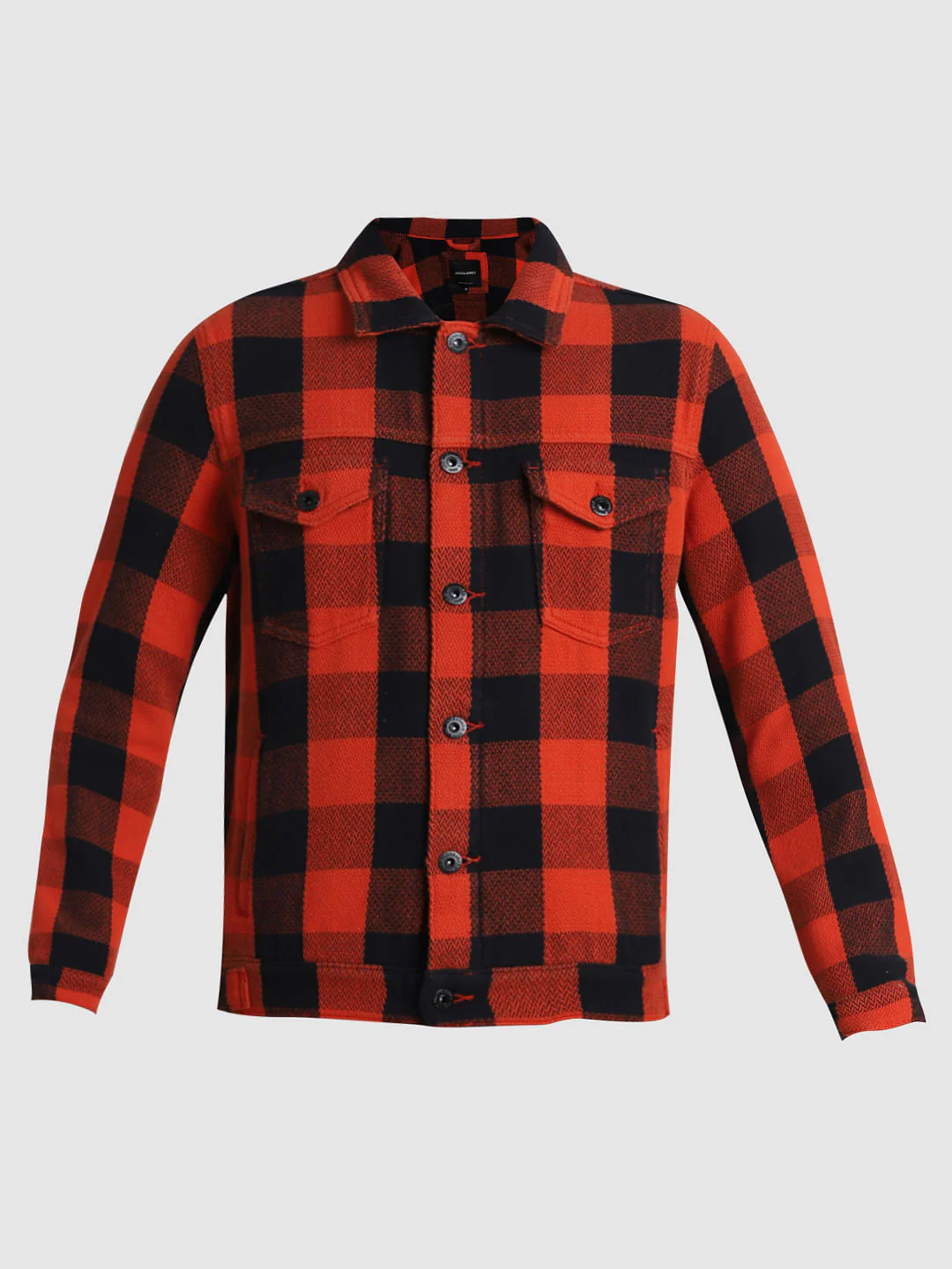 Orange Check Cotton Jacket - Image 7
