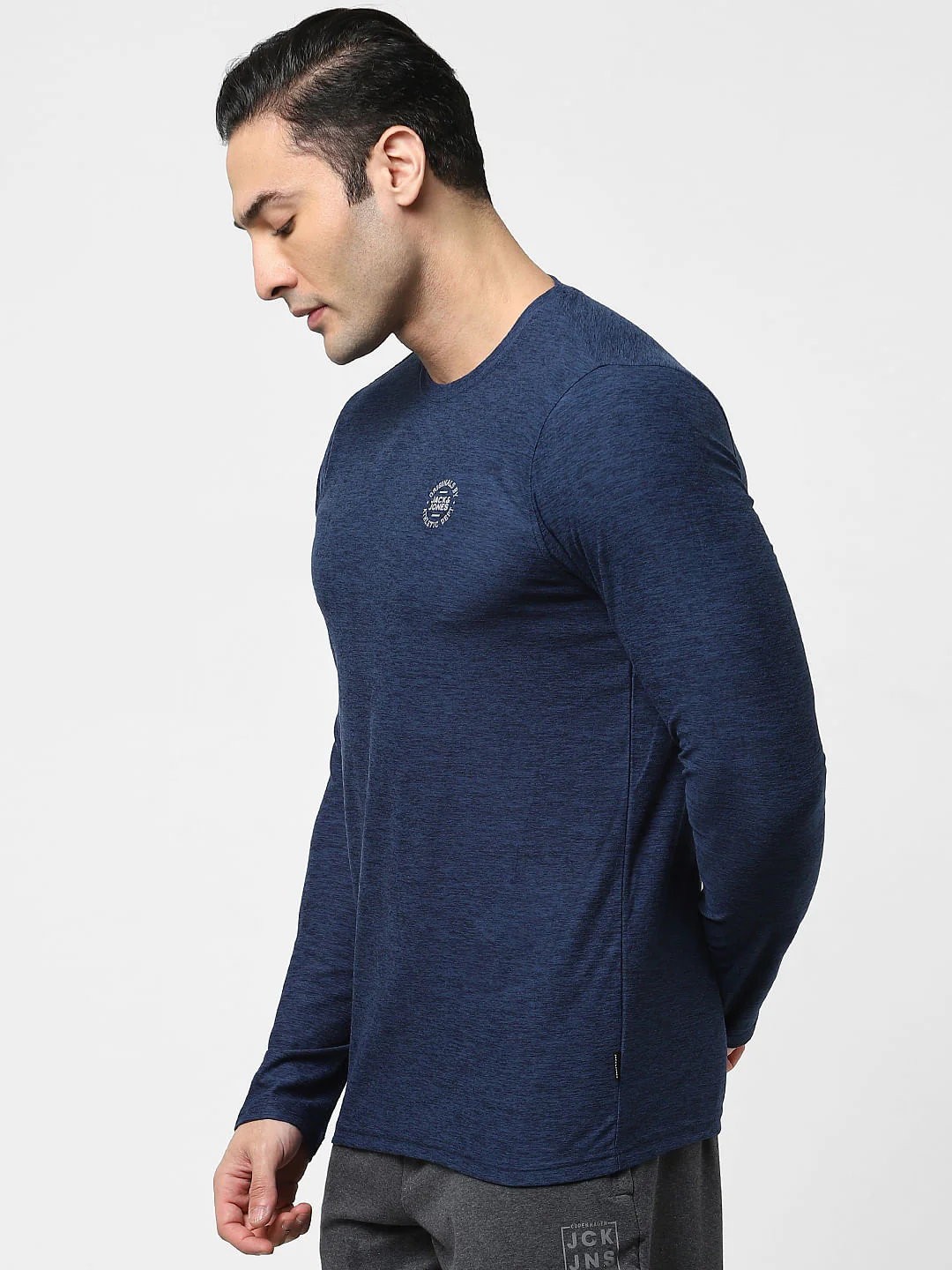 Blue Full Sleeves Crew Neck T-shirt - Image 3