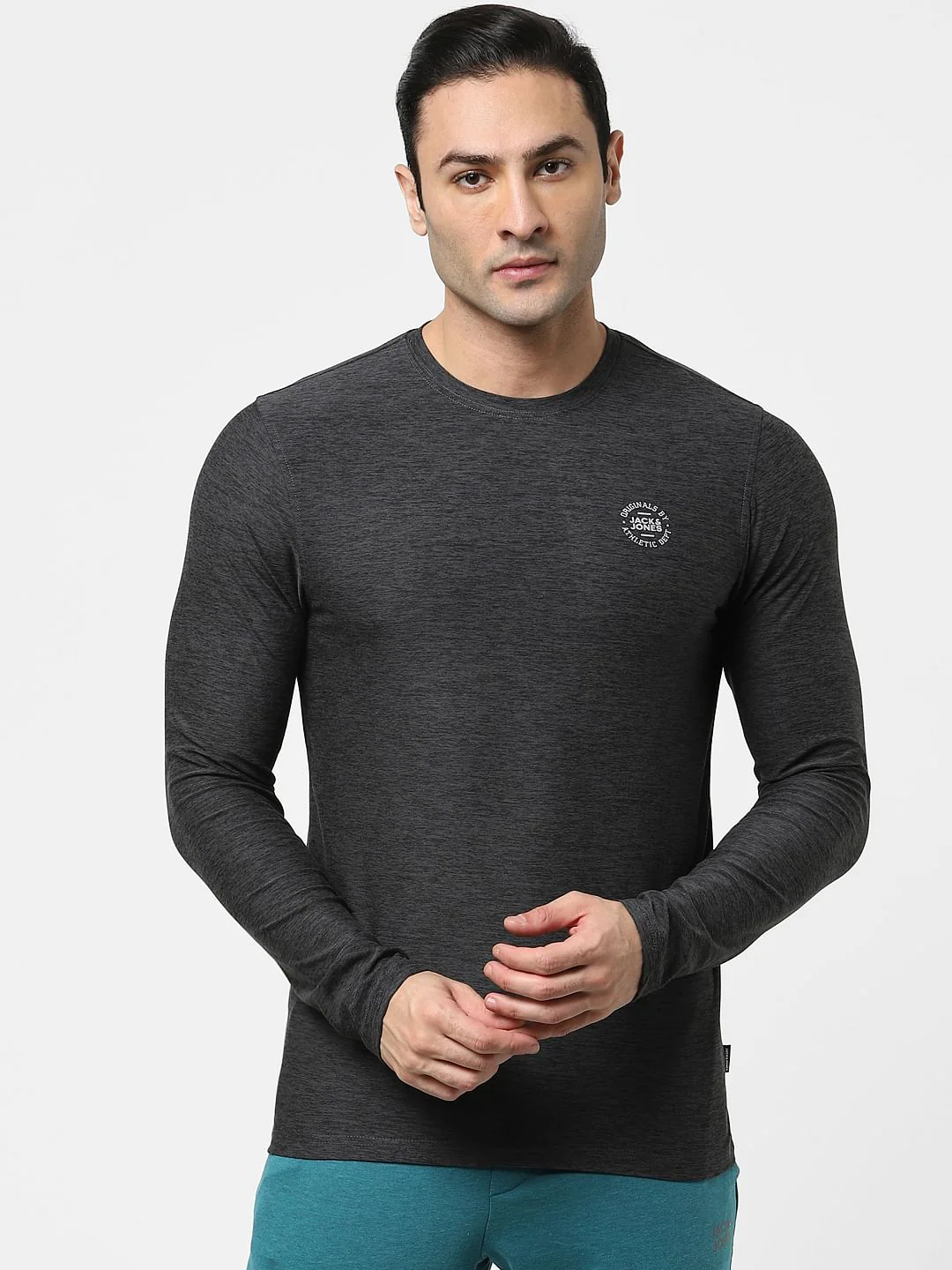 Grey Full Sleeves Crew Neck T-shirt - Image 2